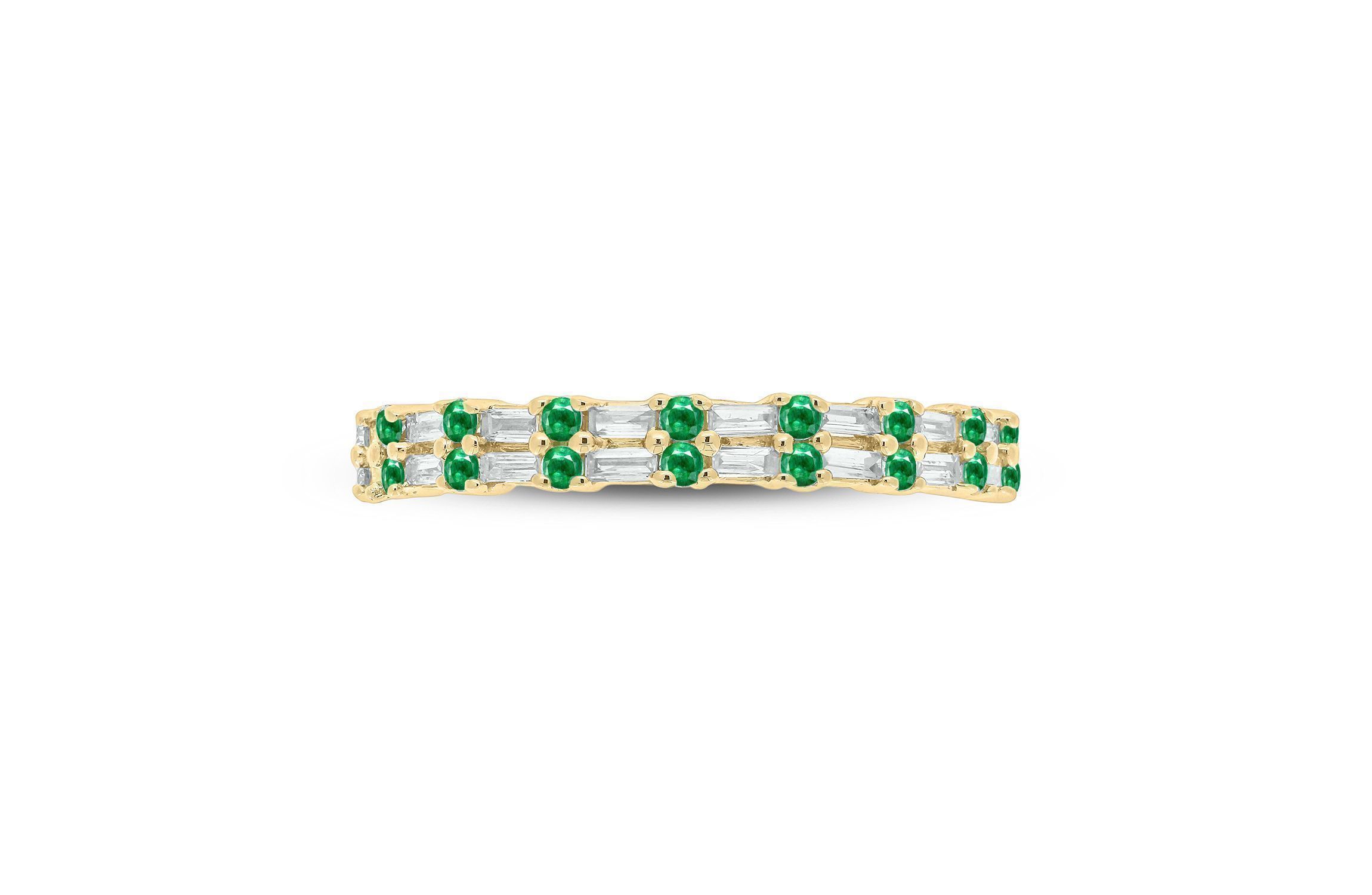 1/3 ct. t.w. Diamond & Emerald Anniversary Band in 14K Yellow Gold