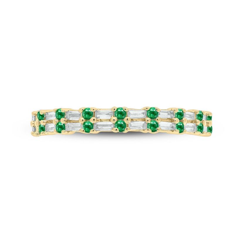 1/3 ct. t.w. Diamond & Emerald Anniversary Band in 14K Yellow Gold