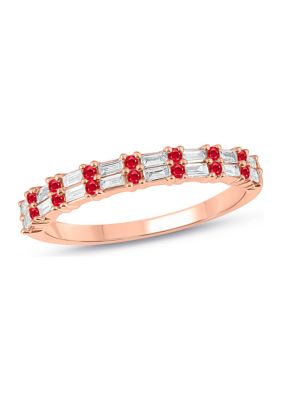 Belk & Co 1/3 Ct. T.w. Diamond & Ruby Anniversary Band In 14K Rose Gold