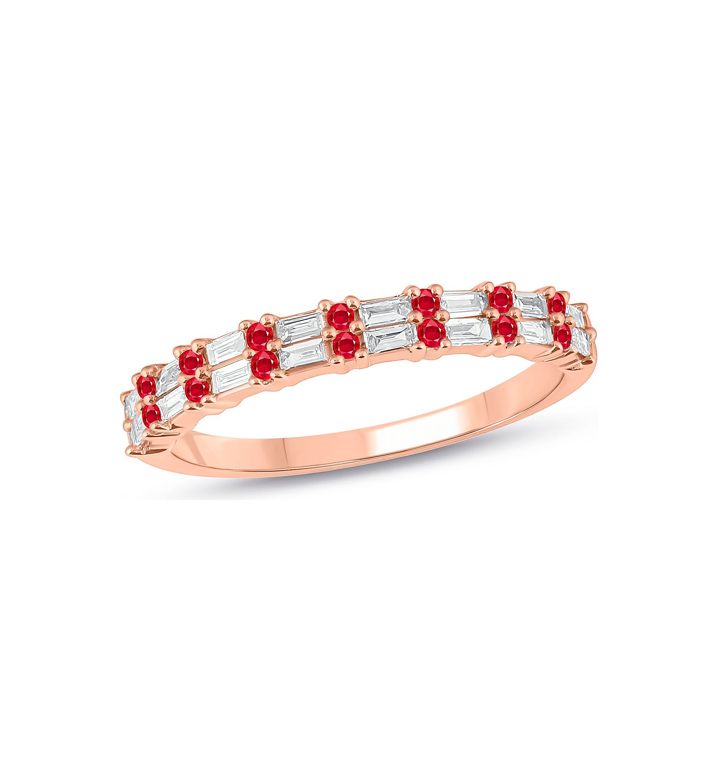 1/3 ct. t.w. Diamond & Ruby Anniversary Band in 14K Rose Gold