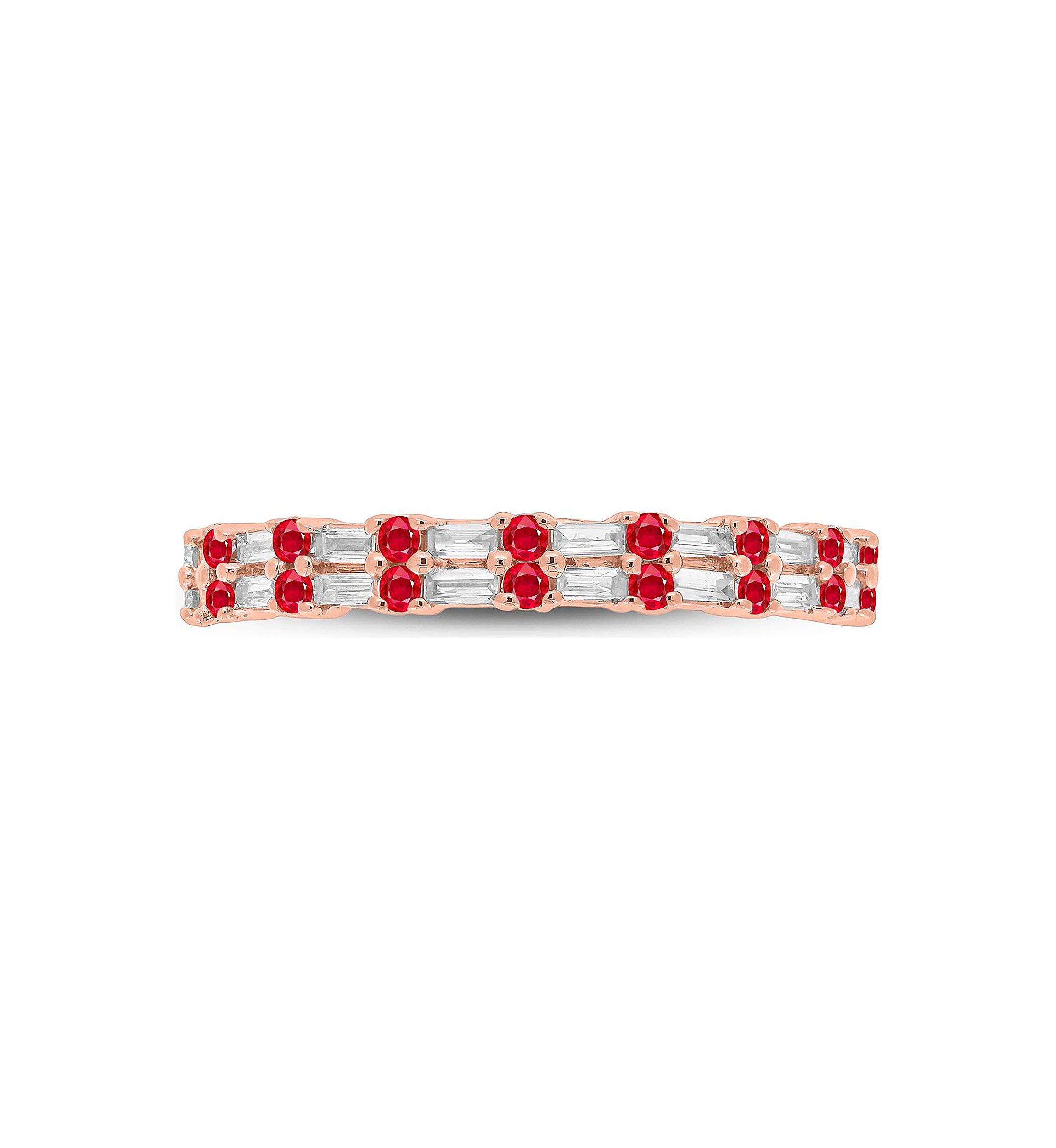 1/3 ct. t.w. Diamond & Ruby Anniversary Band in 14K Rose Gold