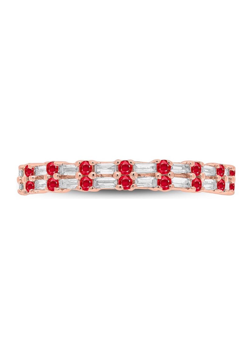 1/3 ct. t.w. Diamond & Ruby Anniversary Band in 14K Rose Gold