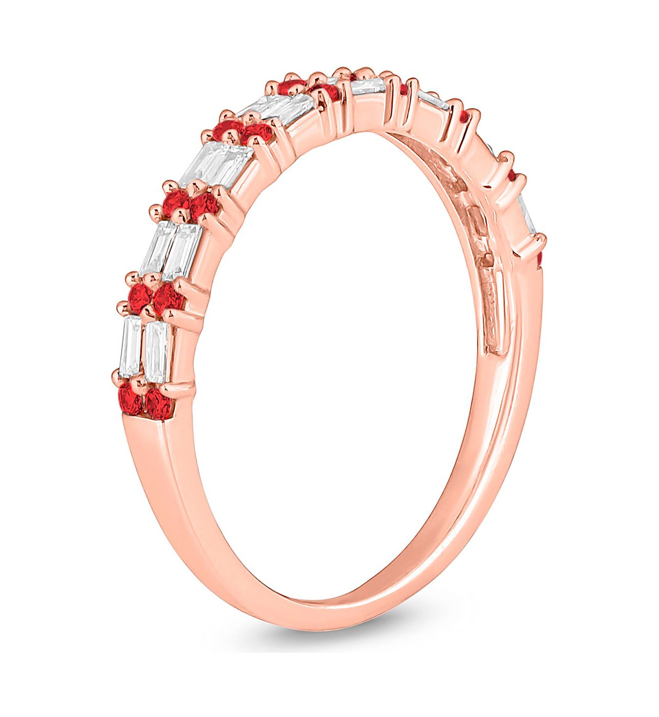 1/3 ct. t.w. Diamond & Ruby Anniversary Band in 14K Rose Gold