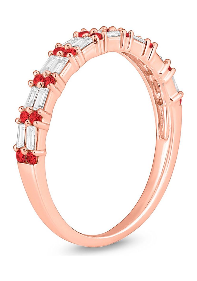 1/3 ct. t.w. Diamond & Ruby Anniversary Band in 14K Rose Gold