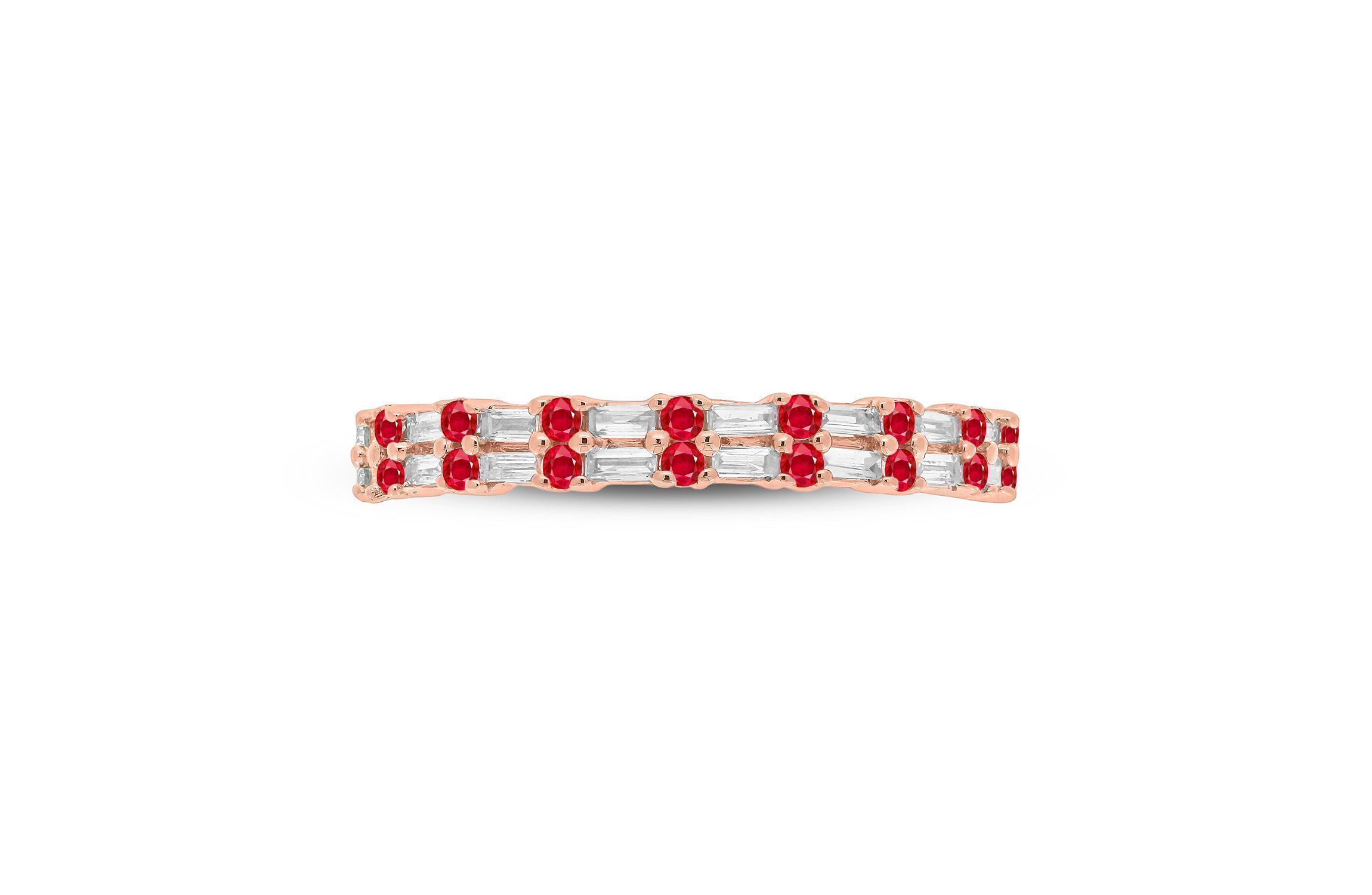 1/3 ct. t.w. Diamond & Ruby Anniversary Band in 14K Rose Gold