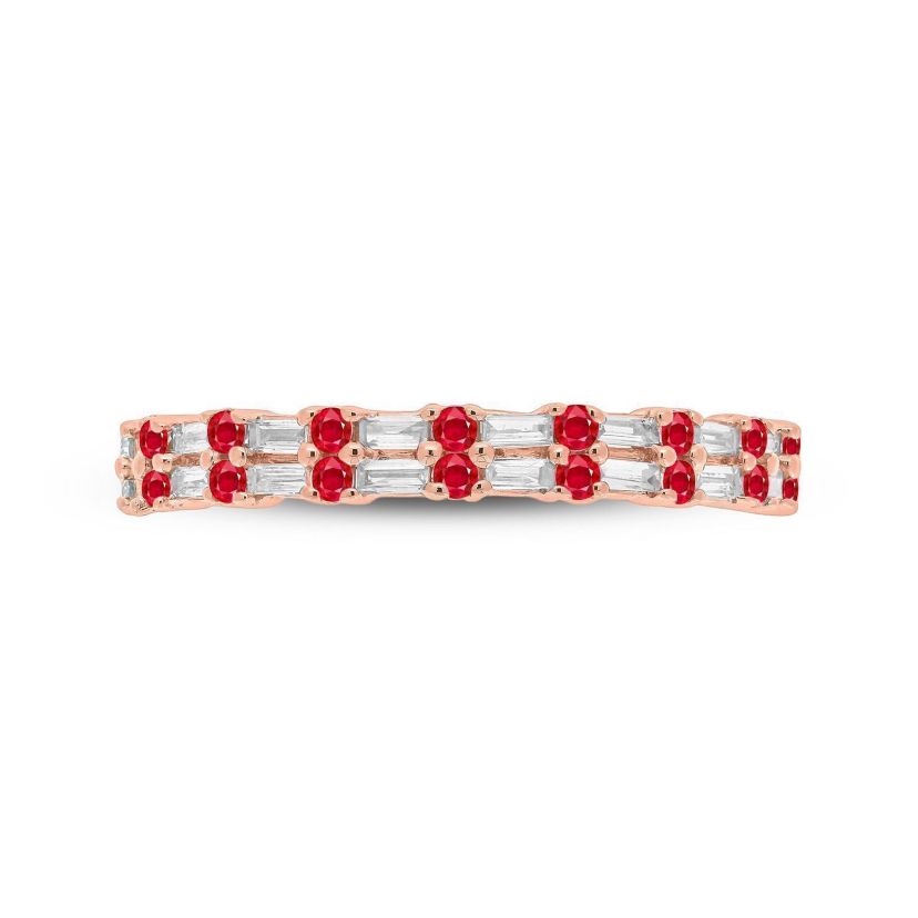 1/3 ct. t.w. Diamond & Ruby Anniversary Band in 14K Rose Gold