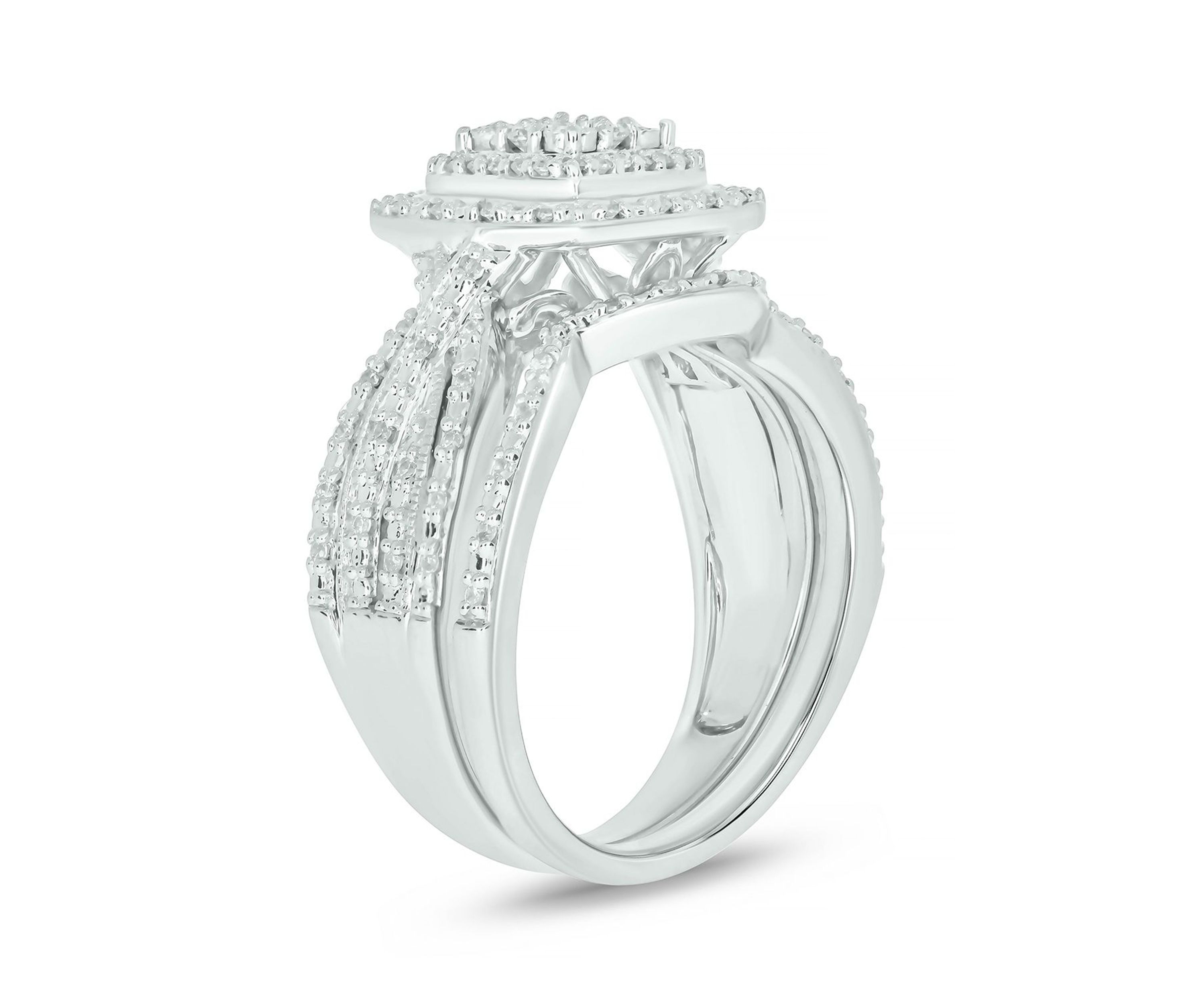 1/3 ct. t.w. Diamond Miracle Plate Bridal Ring in Sterling Silver