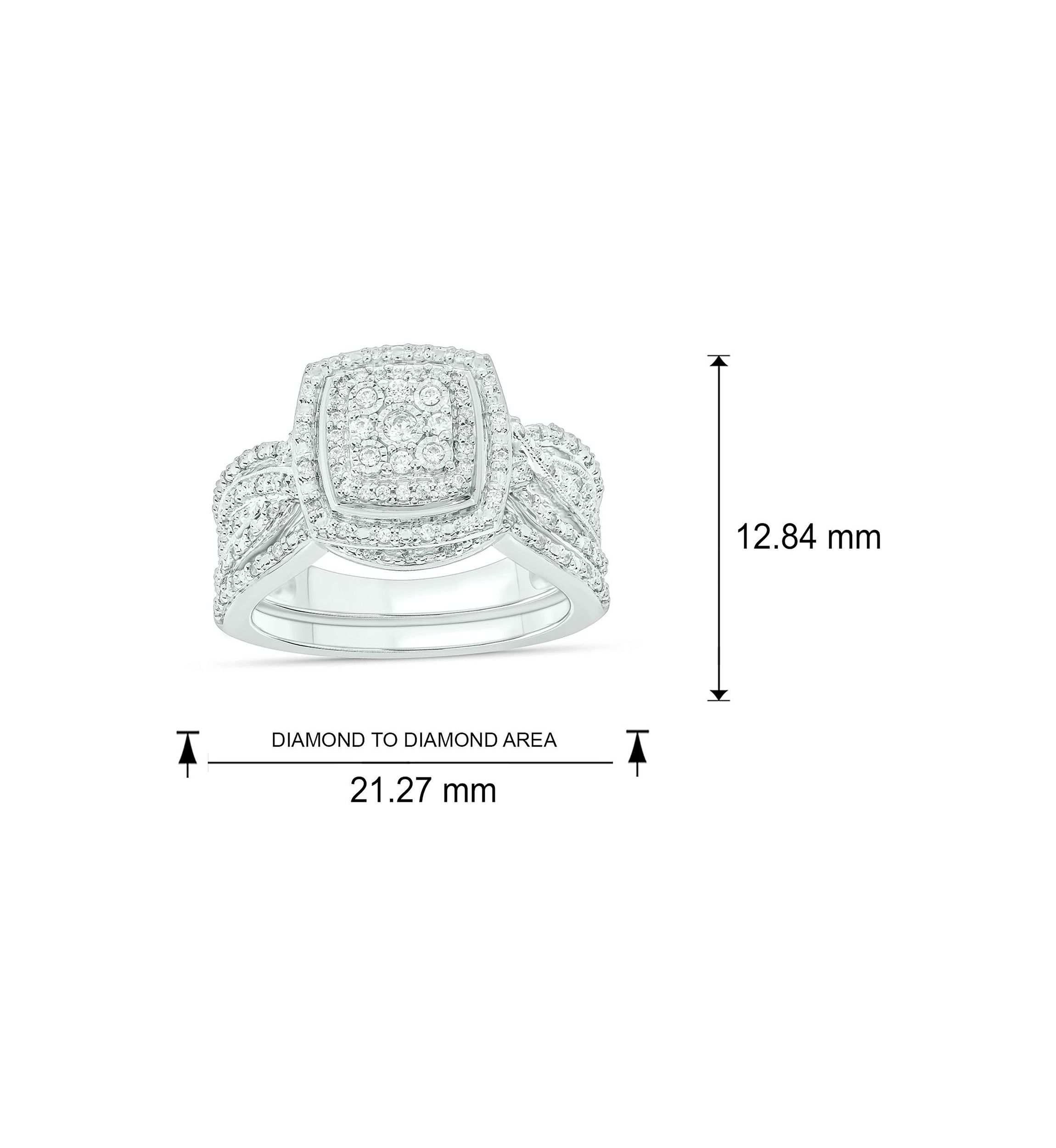 1/3 ct. t.w. Diamond Miracle Plate Bridal Ring in Sterling Silver