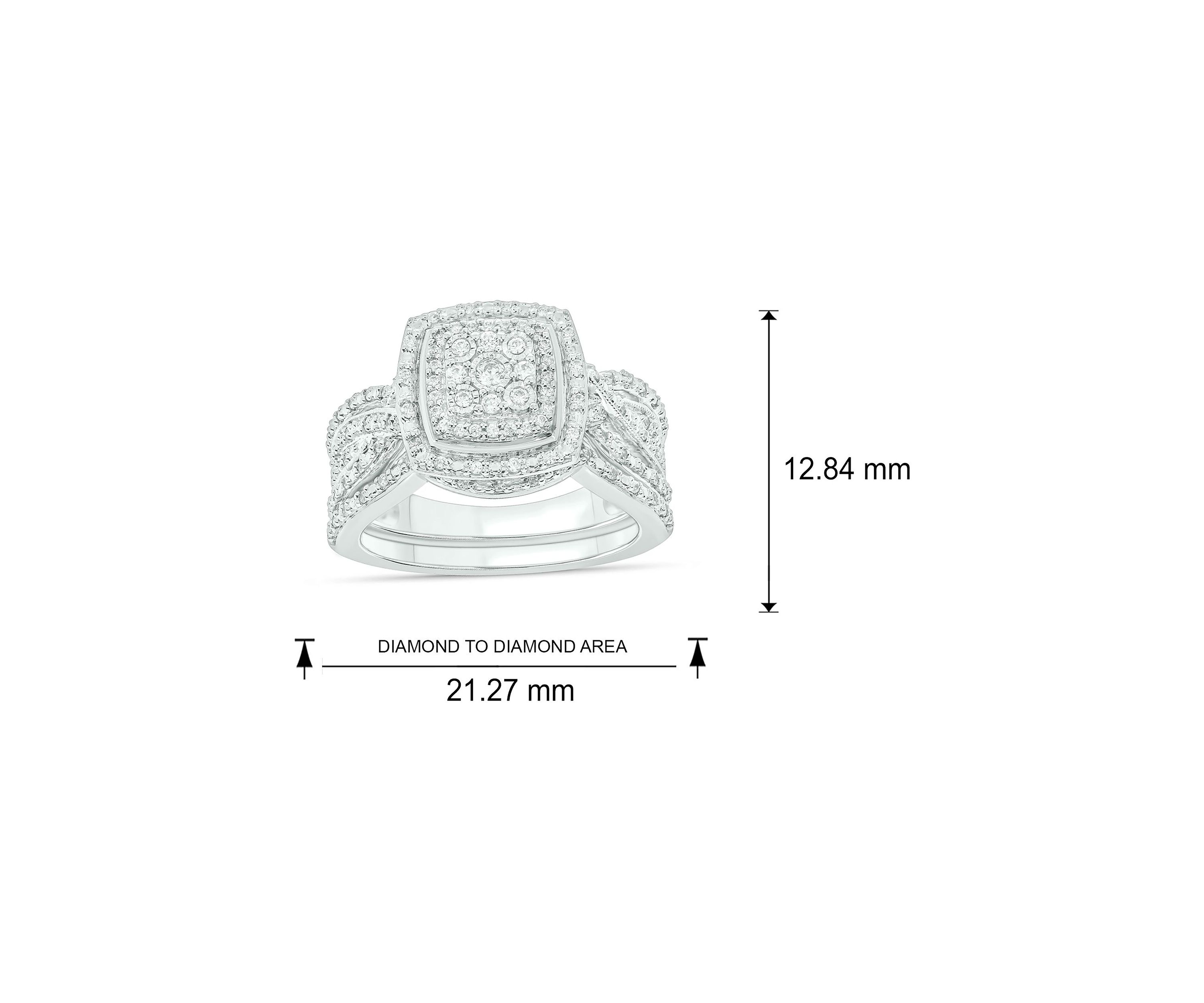 1/3 ct. t.w. Diamond Miracle Plate Bridal Ring in Sterling Silver