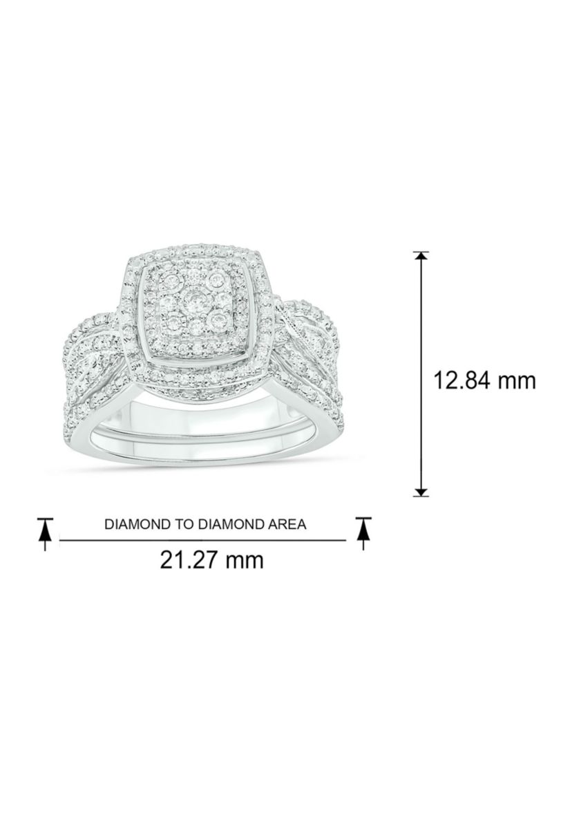 1/3 ct. t.w. Diamond Miracle Plate Bridal Ring in Sterling Silver