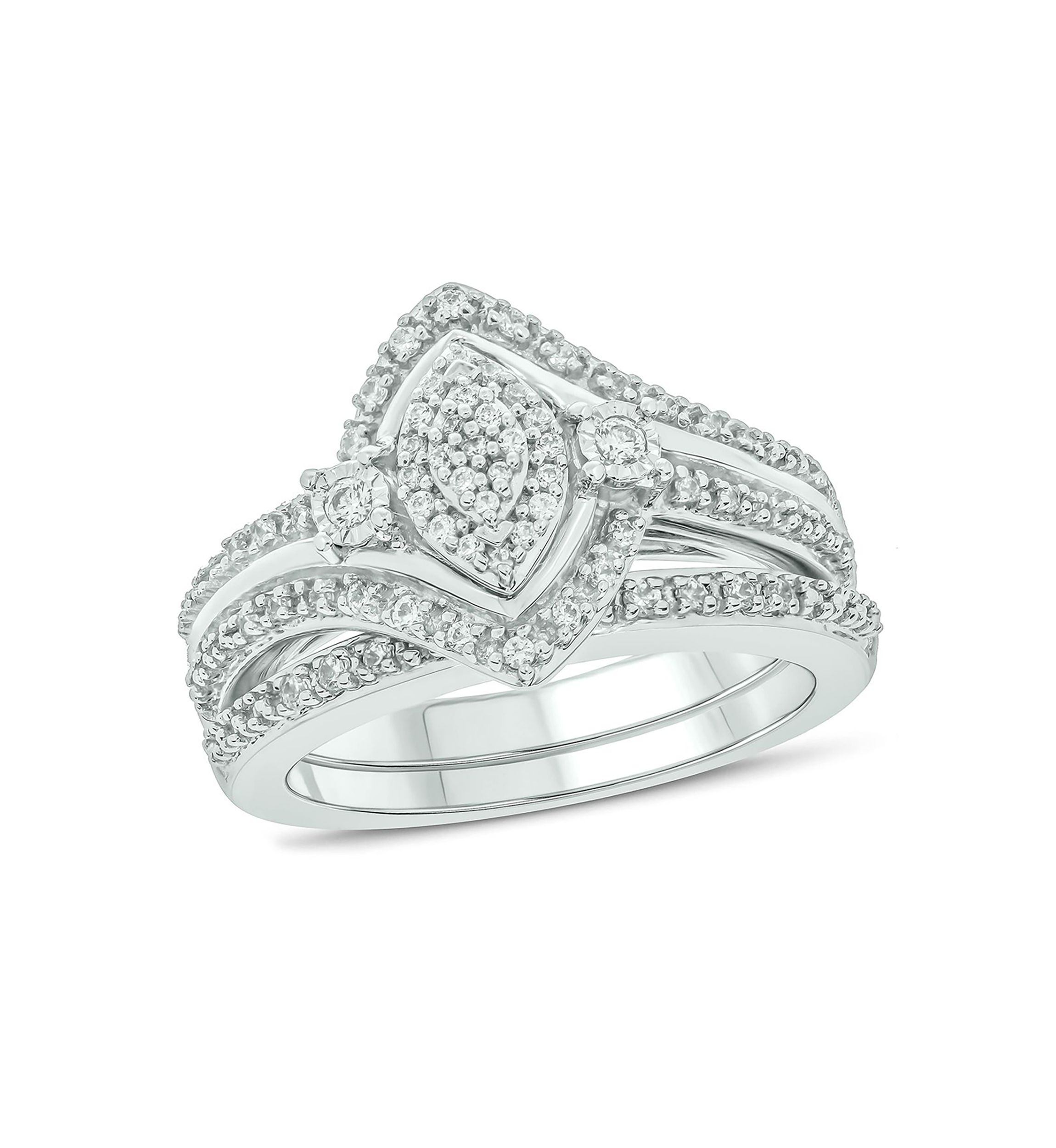 1/3 ct. t.w. Diamond marquise Bridal Ring in Sterling Silver