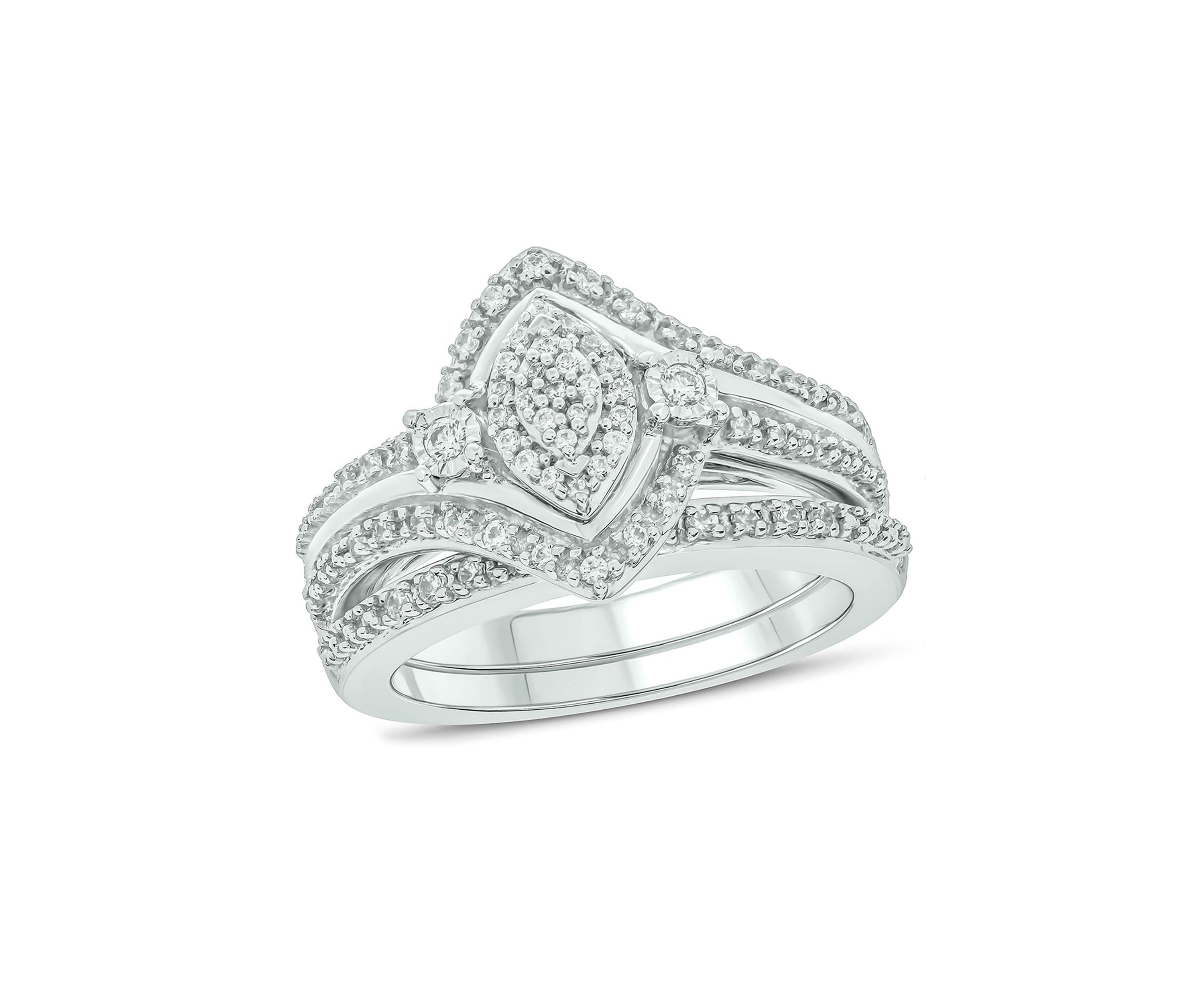 1/3 ct. t.w. Diamond marquise Bridal Ring in Sterling Silver