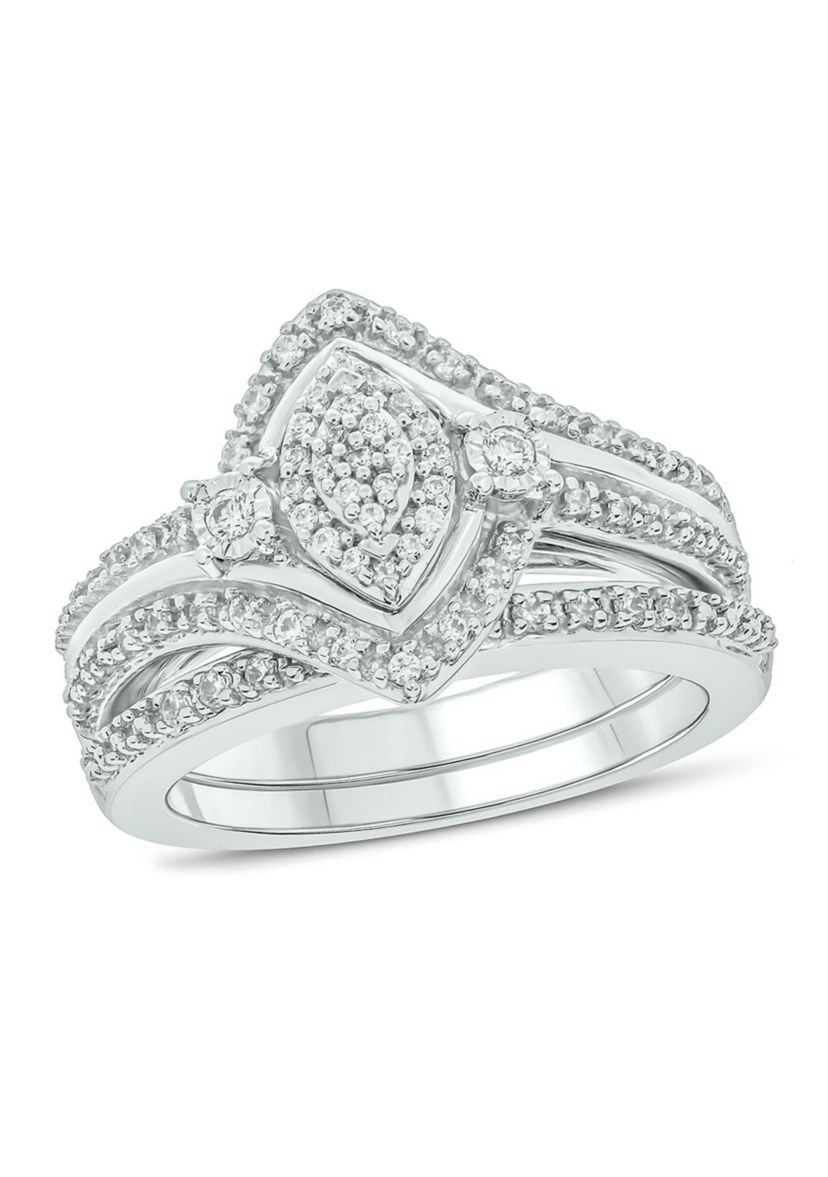 1/3 ct. t.w. Diamond marquise Bridal Ring in Sterling Silver