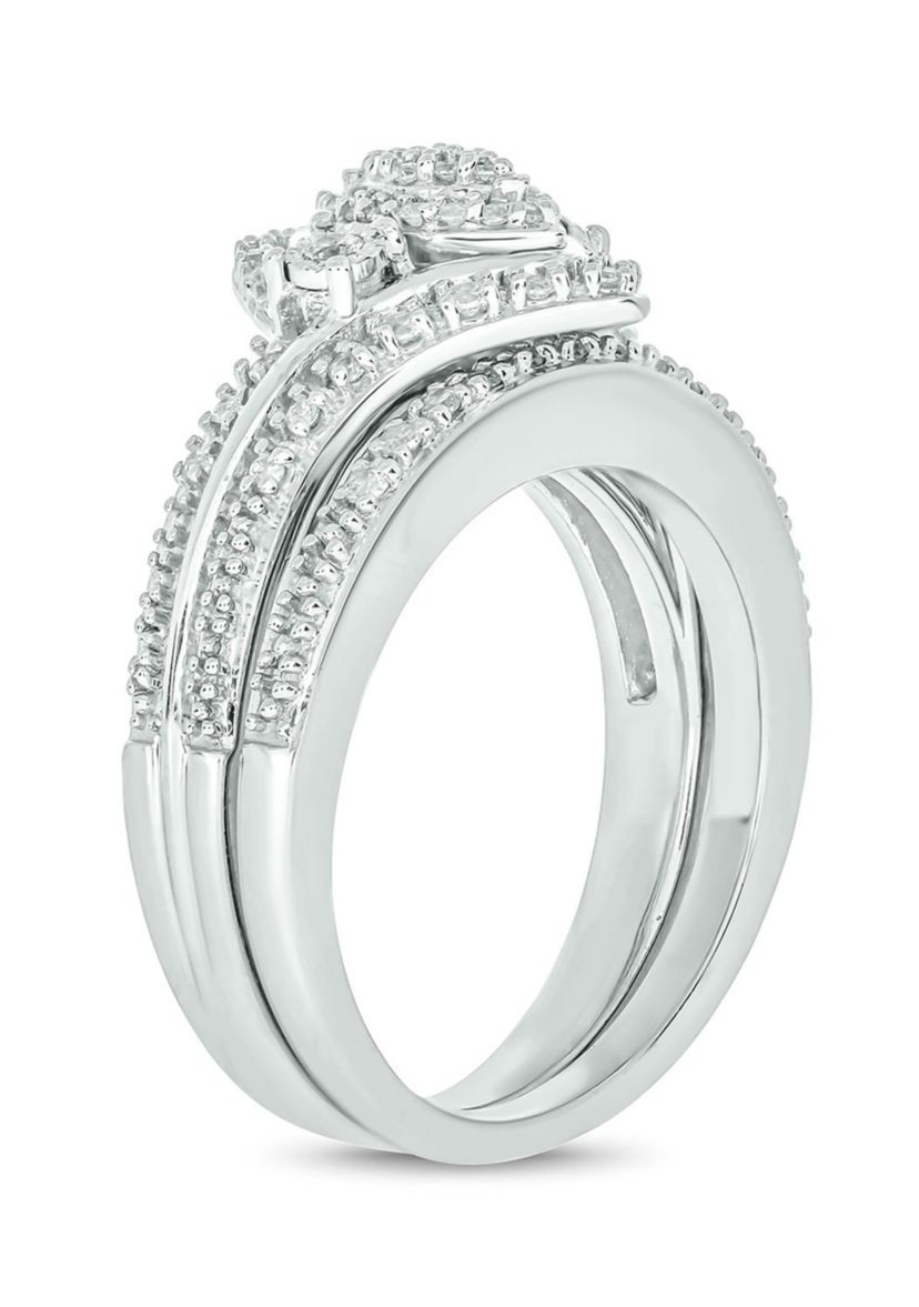 1/3 ct. t.w. Diamond marquise Bridal Ring in Sterling Silver