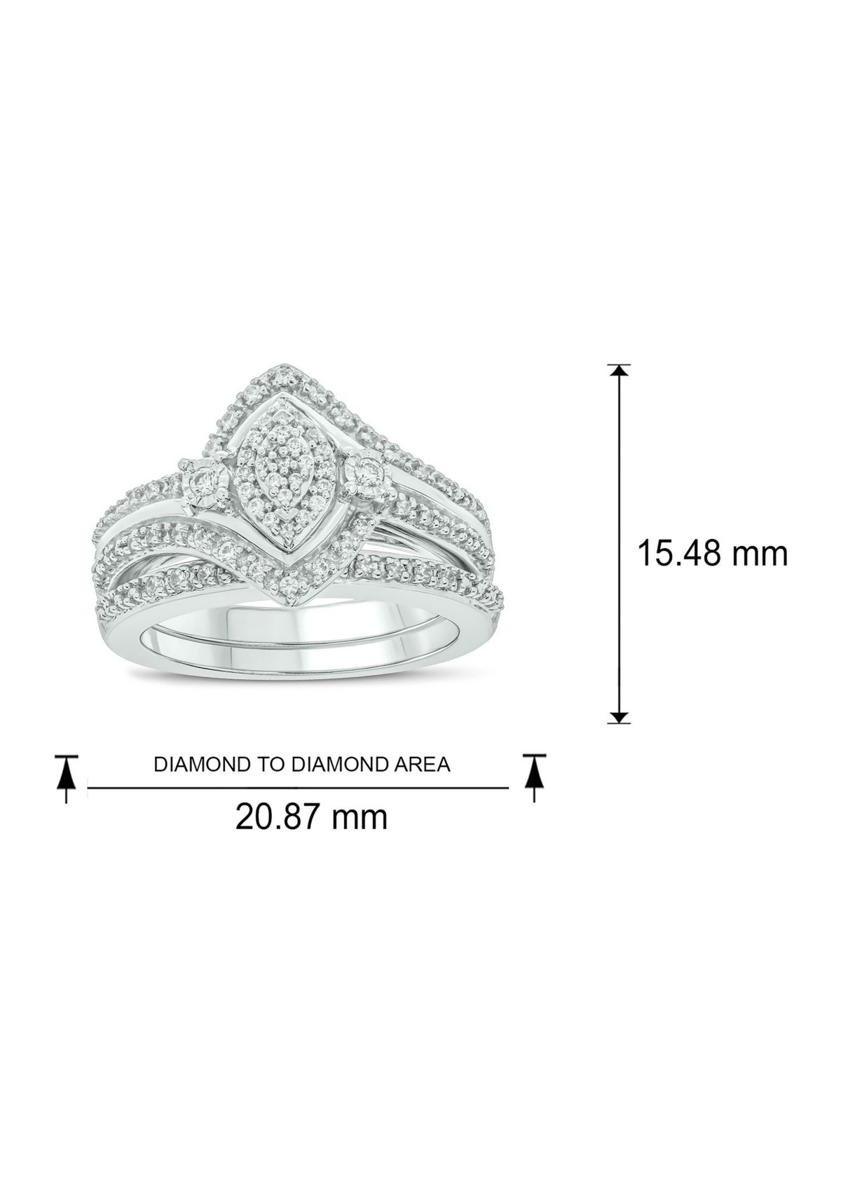 1/3 ct. t.w. Diamond marquise Bridal Ring in Sterling Silver