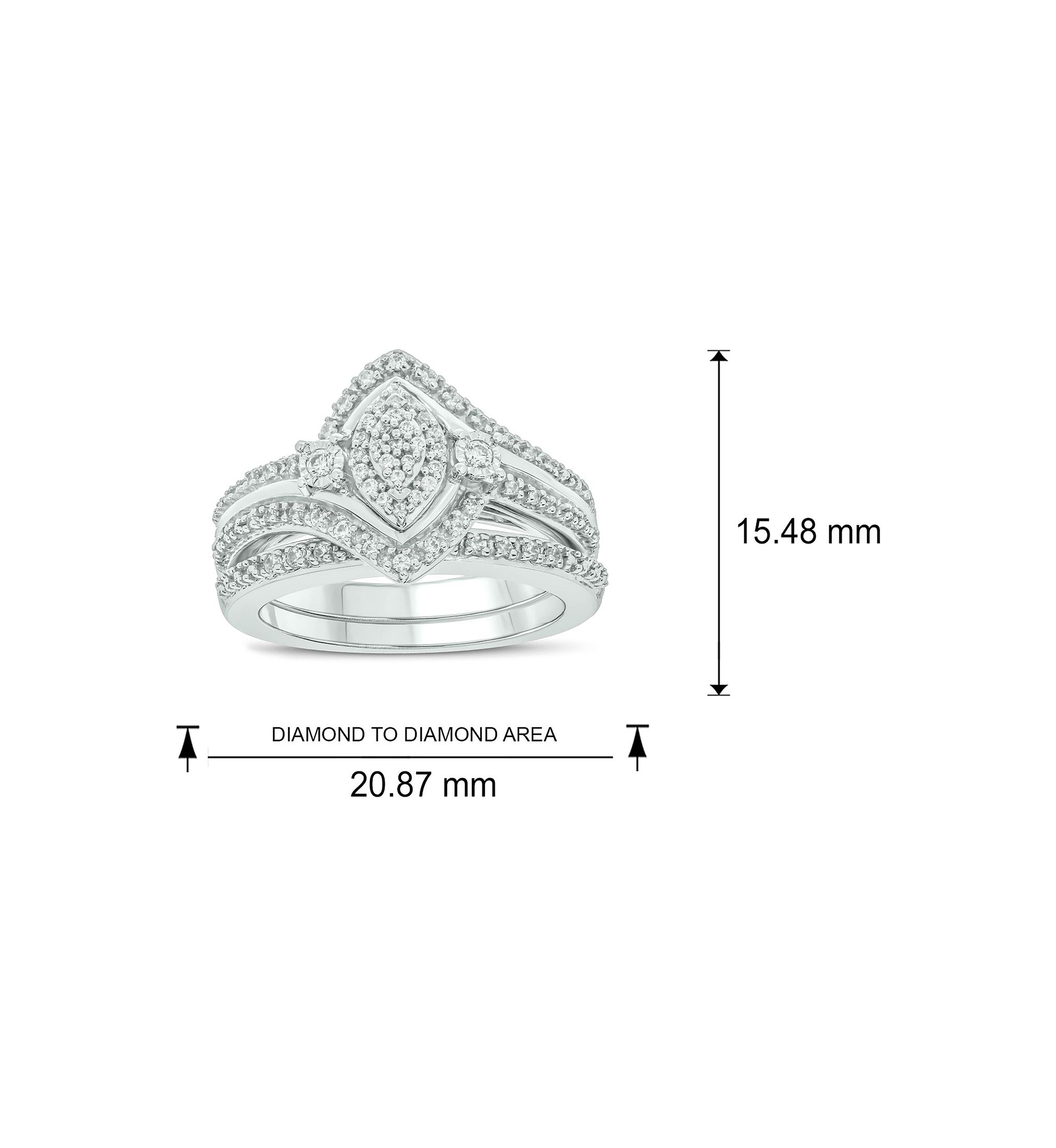 1/3 ct. t.w. Diamond marquise Bridal Ring in Sterling Silver
