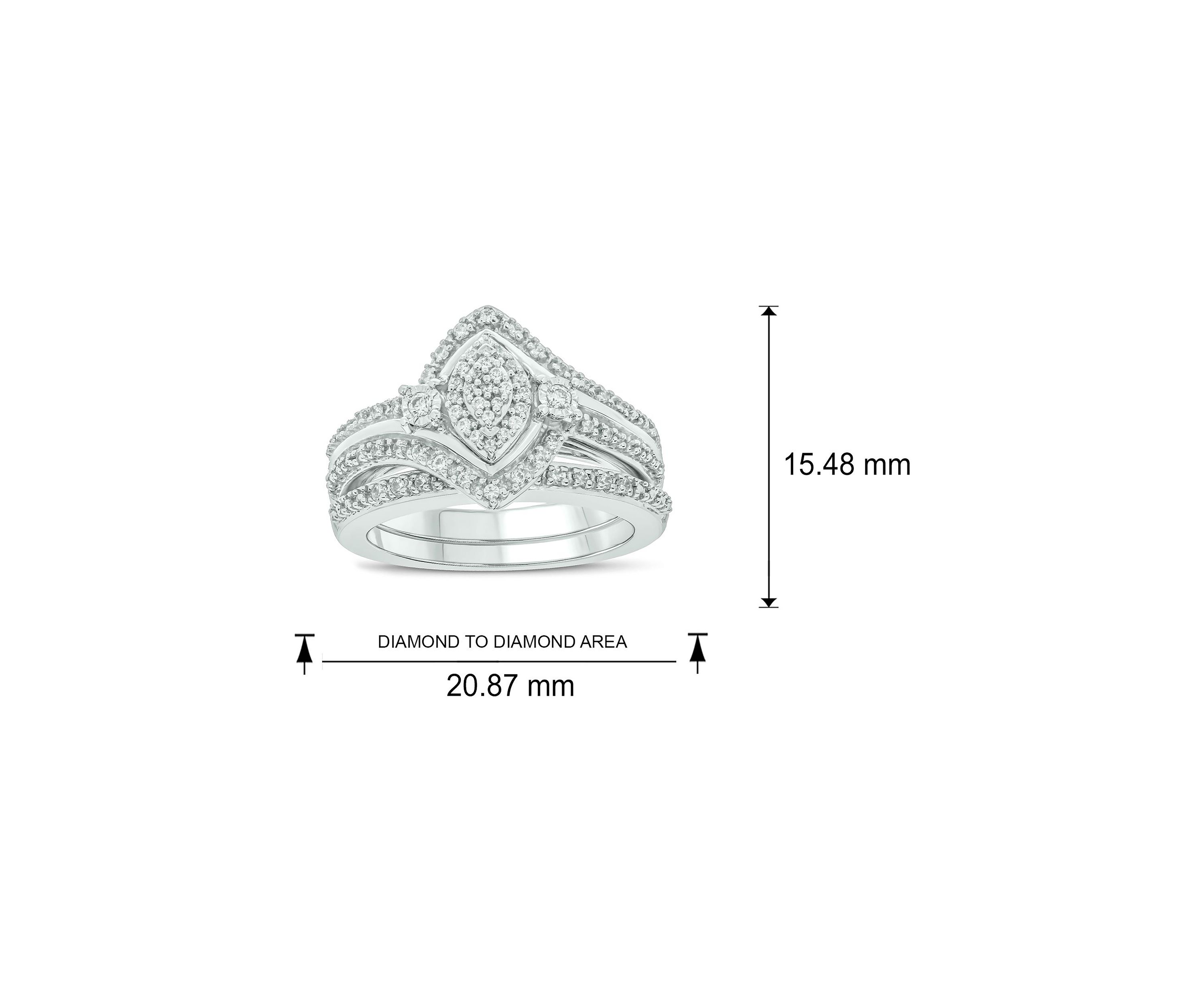 1/3 ct. t.w. Diamond marquise Bridal Ring in Sterling Silver