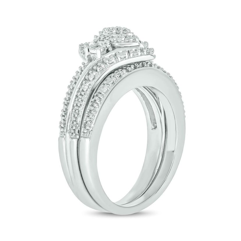 1/3 ct. t.w. Diamond marquise Bridal Ring in Sterling Silver