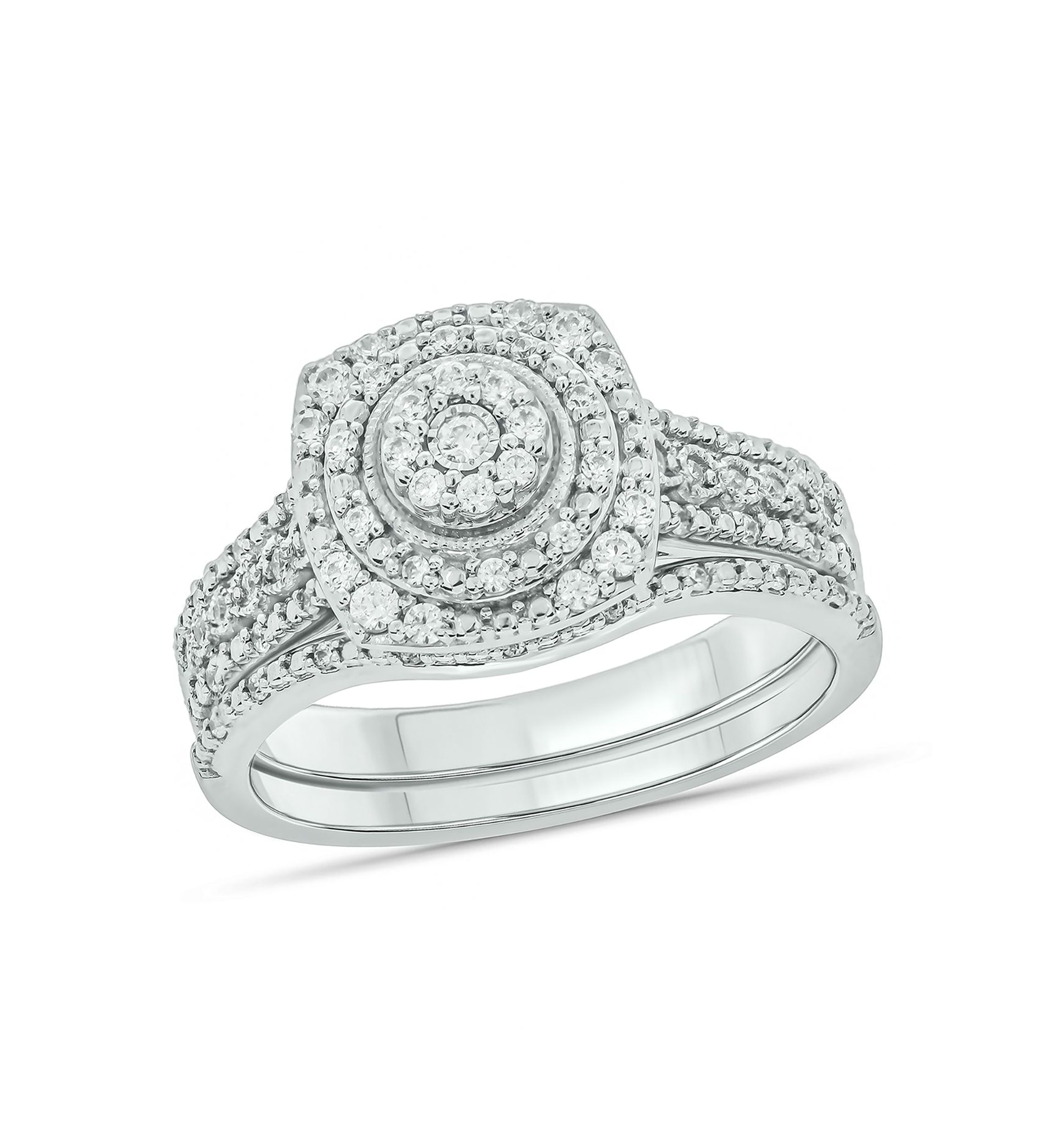 1/3 ct. t.w. Diamond Miracle Plate Bridal Ring in Sterling Silver