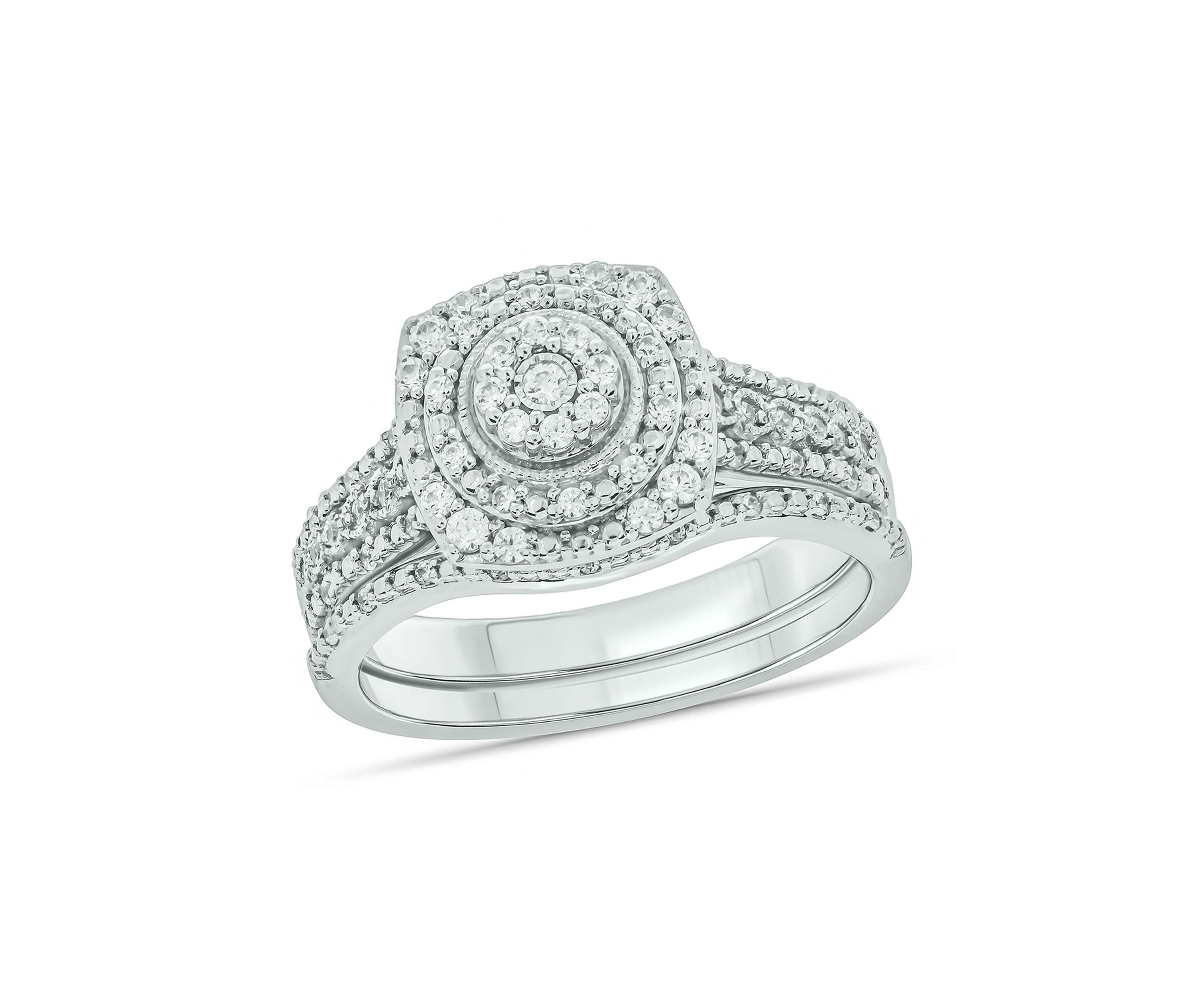 1/3 ct. t.w. Diamond Miracle Plate Bridal Ring in Sterling Silver
