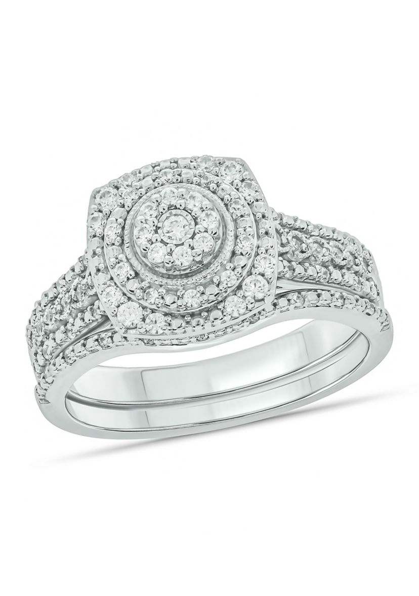1/3 ct. t.w. Diamond Miracle Plate Bridal Ring in Sterling Silver