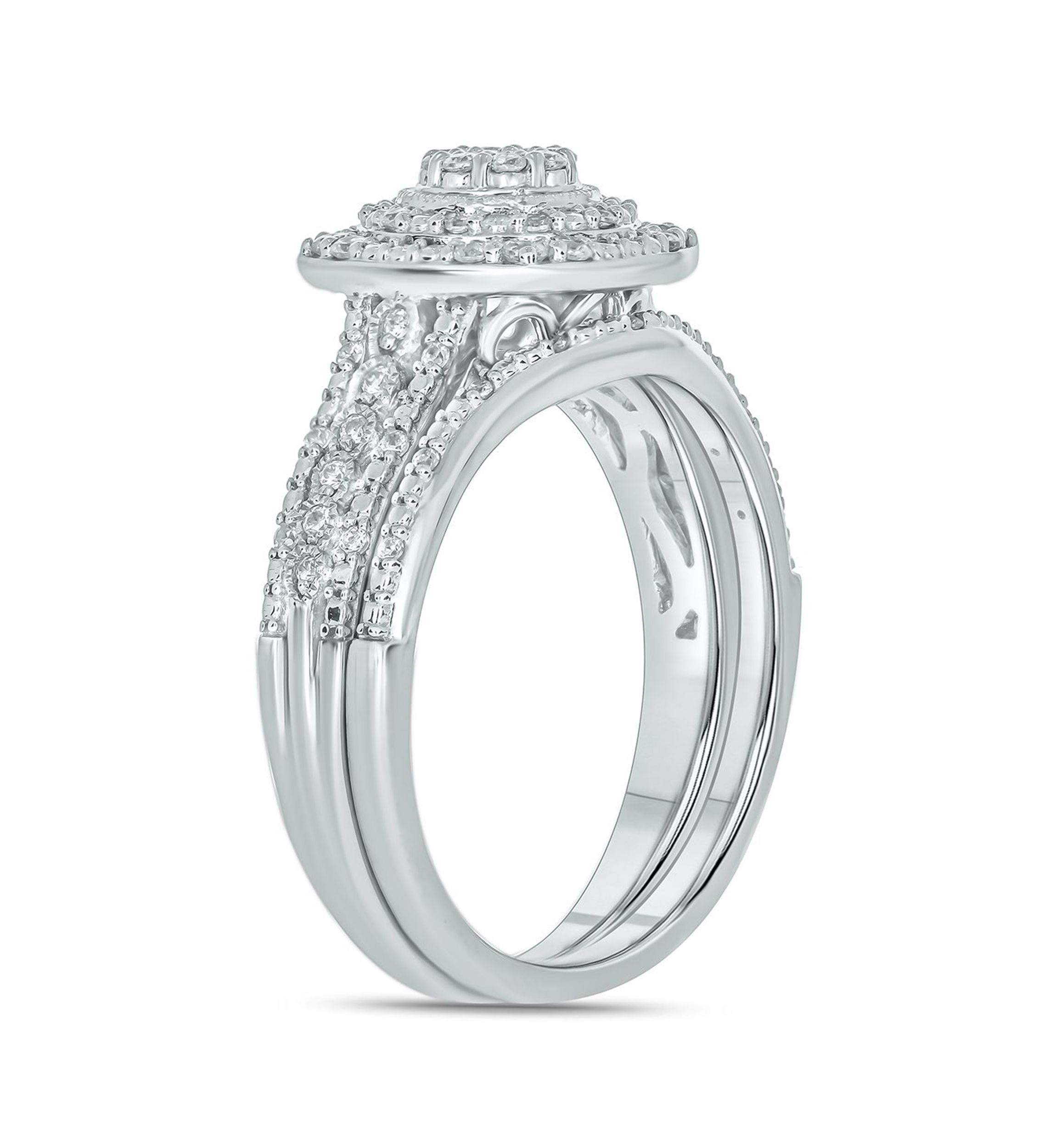 1/3 ct. t.w. Diamond Miracle Plate Bridal Ring in Sterling Silver