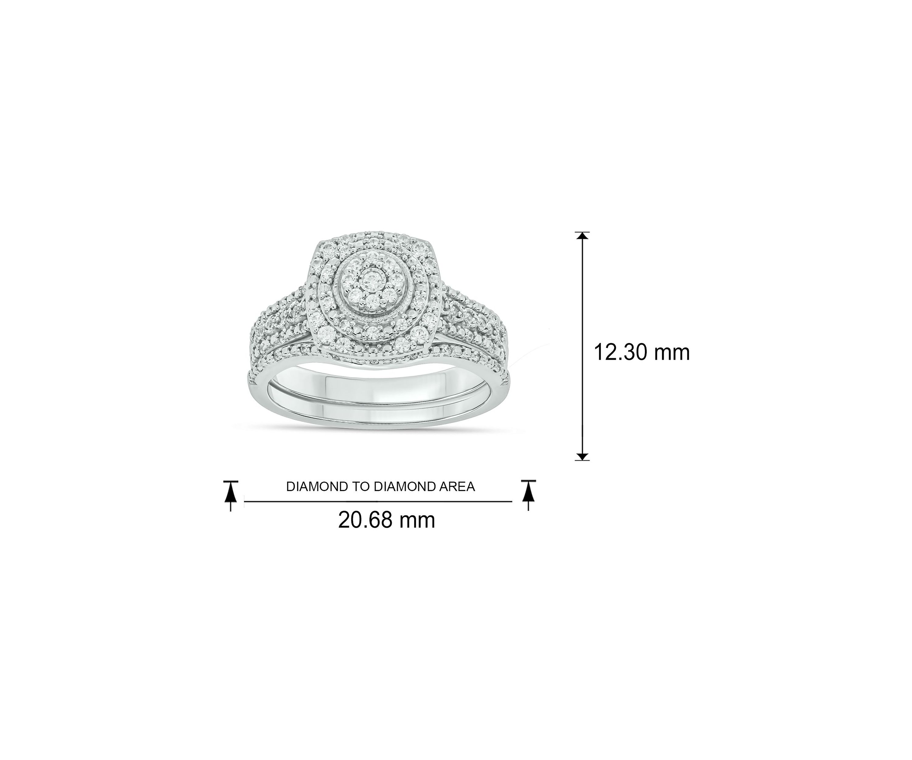 1/3 ct. t.w. Diamond Miracle Plate Bridal Ring in Sterling Silver