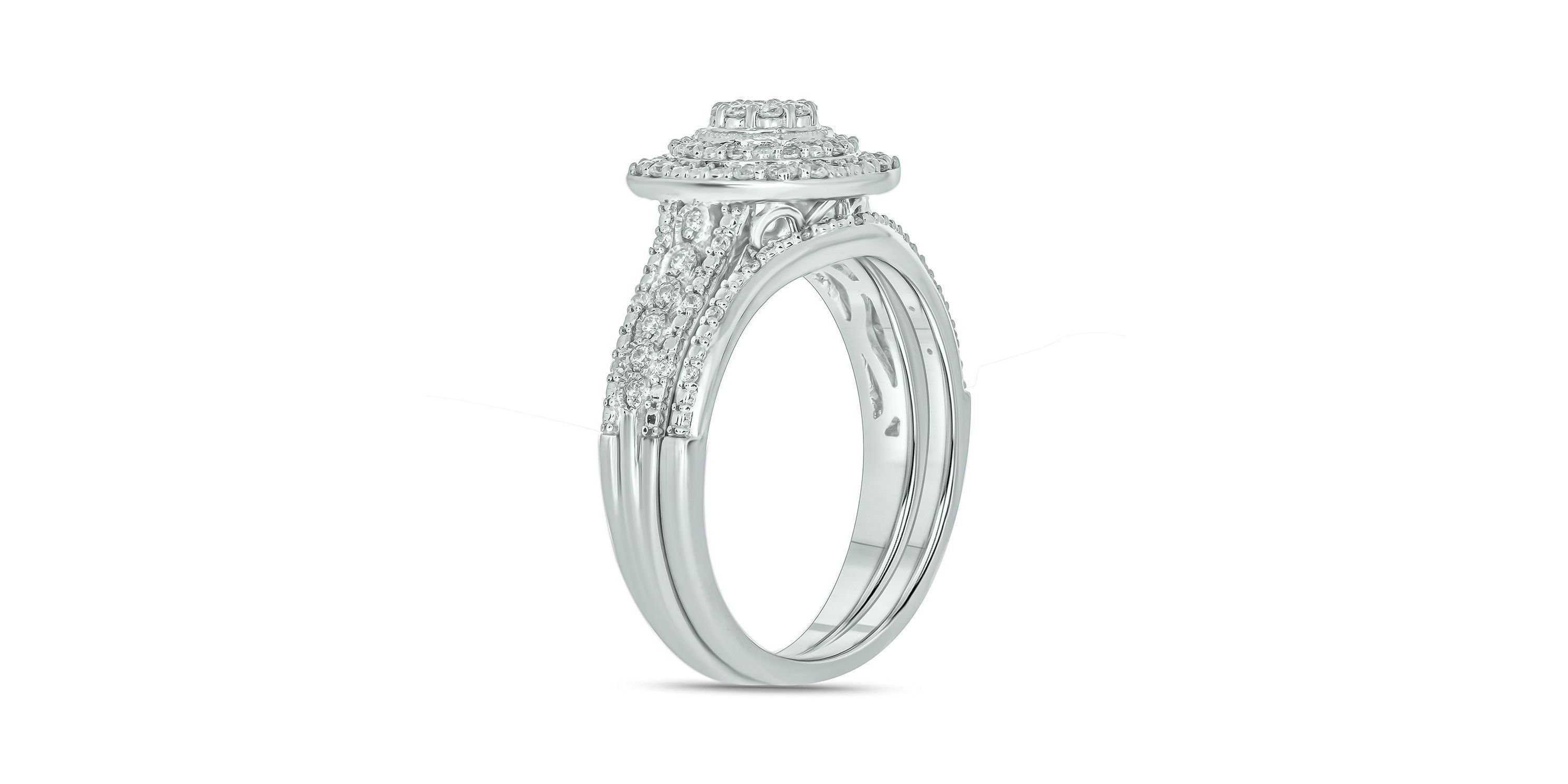 1/3 ct. t.w. Diamond Miracle Plate Bridal Ring in Sterling Silver