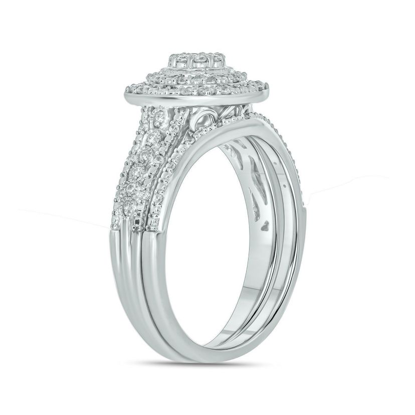 1/3 ct. t.w. Diamond Miracle Plate Bridal Ring in Sterling Silver
