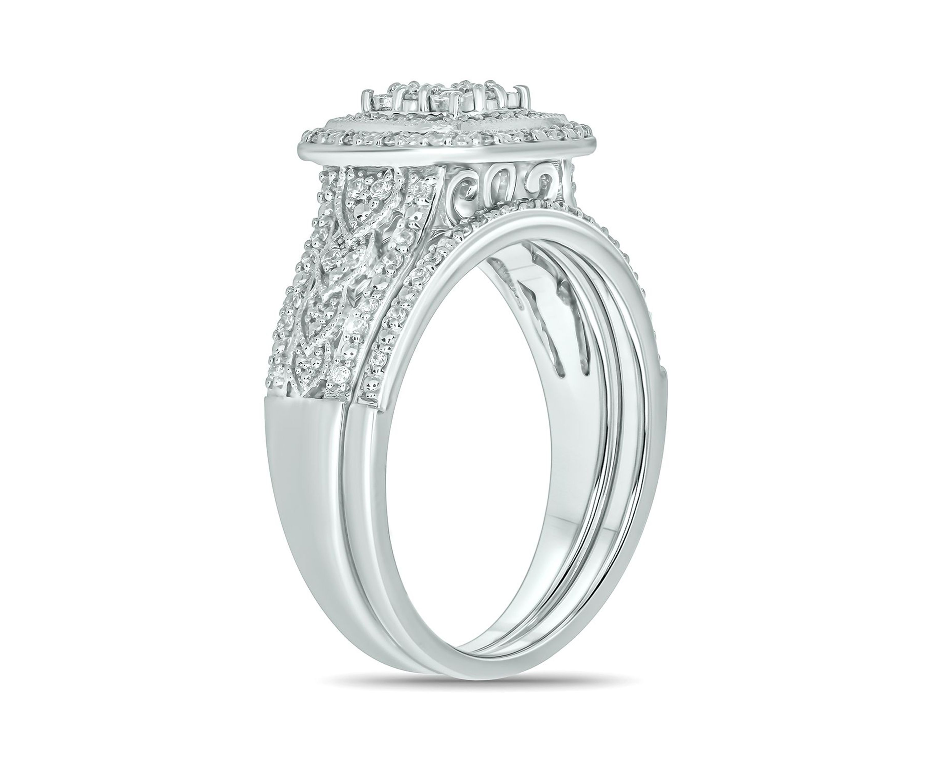 1/3 ct. t.w. Diamond Cushion Frame Bridal Ring in Sterling Silver