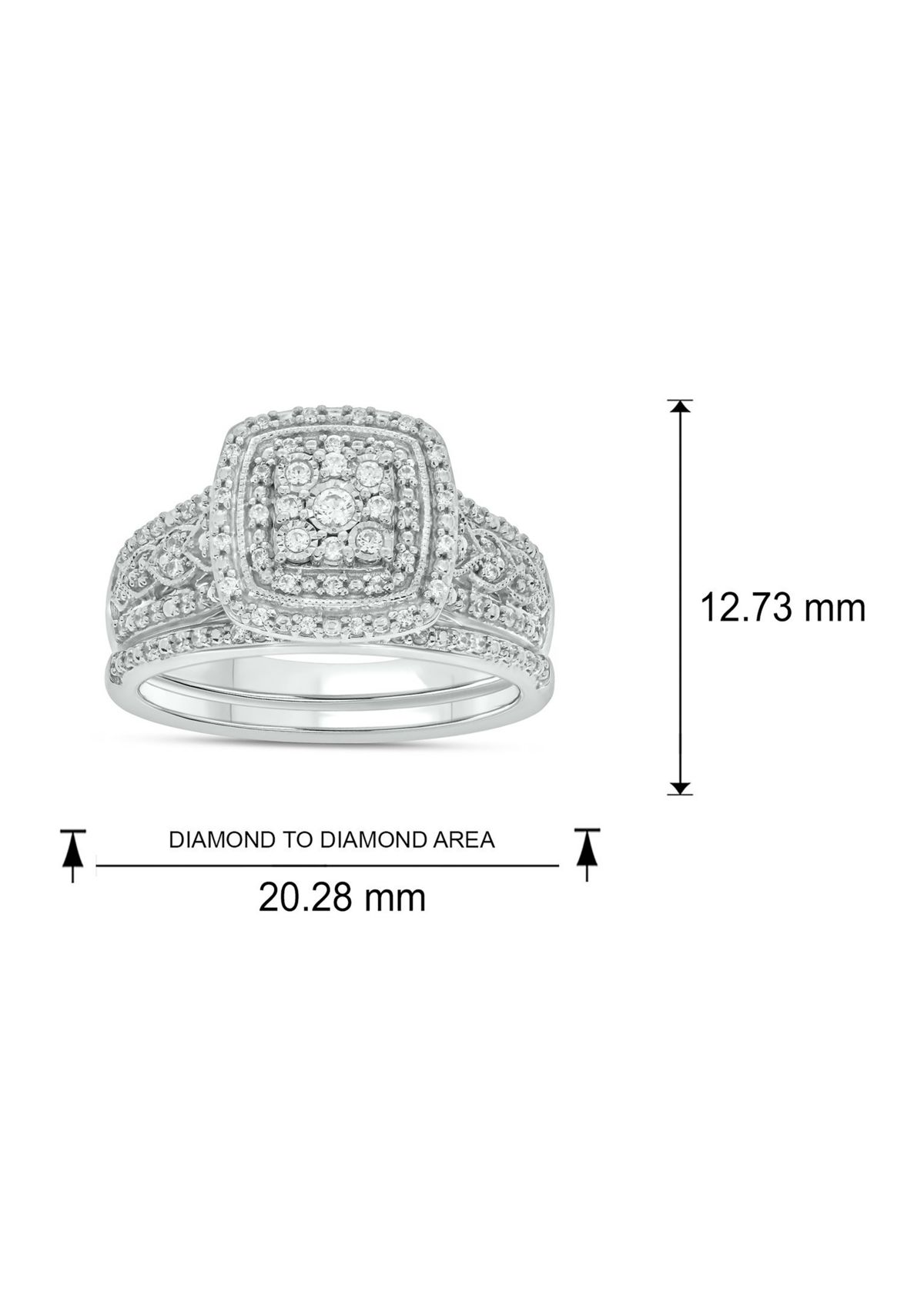 1/3 ct. t.w. Diamond Cushion Frame Bridal Ring in Sterling Silver