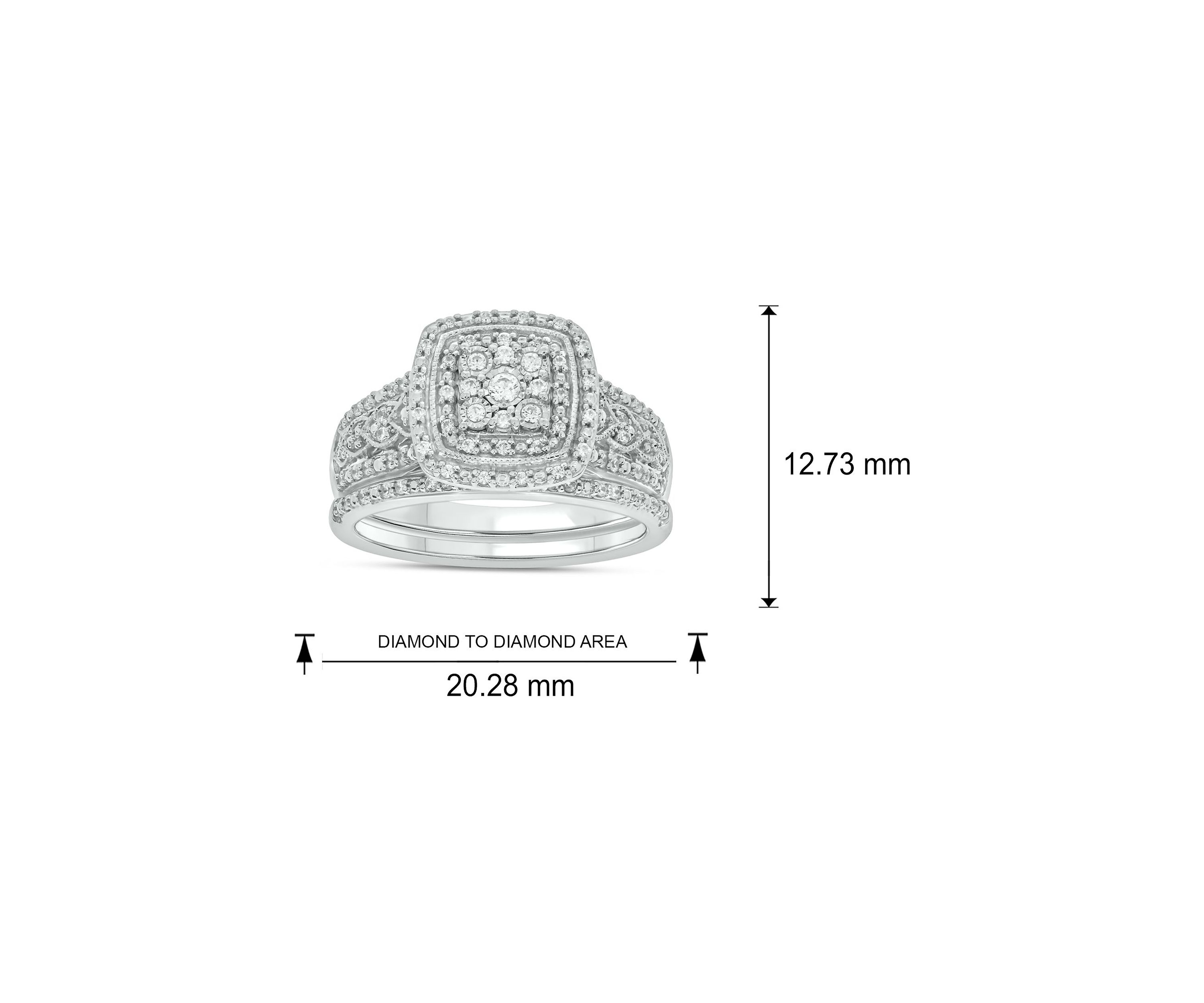 1/3 ct. t.w. Diamond Cushion Frame Bridal Ring in Sterling Silver