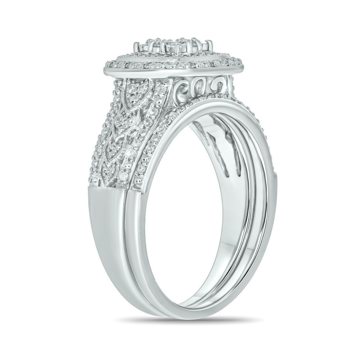 1/3 ct. t.w. Diamond Cushion Frame Bridal Ring in Sterling Silver