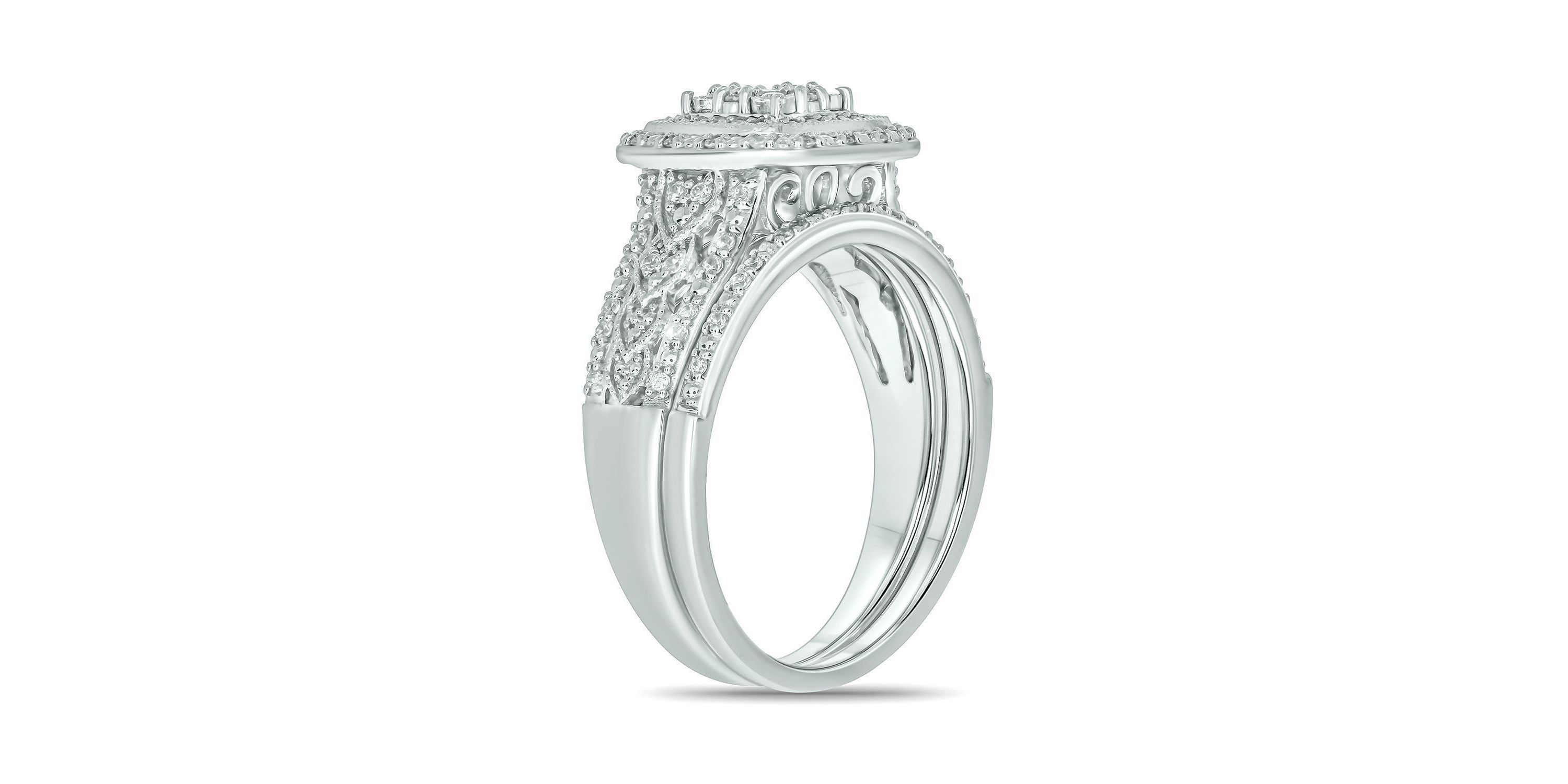 1/3 ct. t.w. Diamond Cushion Frame Bridal Ring in Sterling Silver
