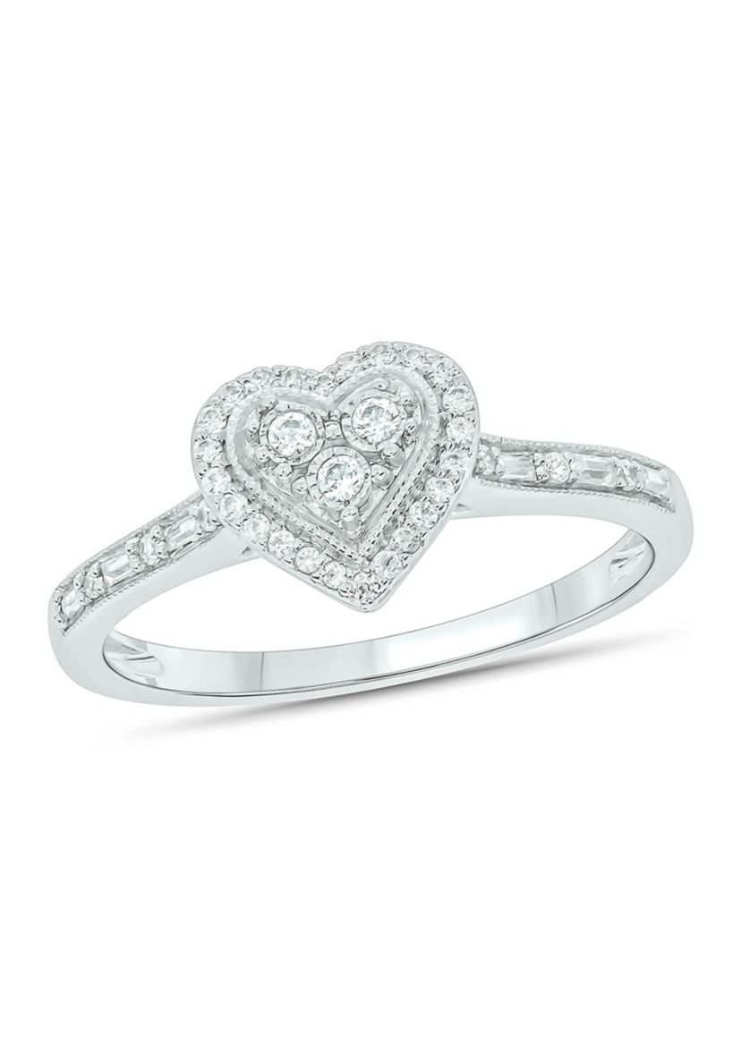 1/5 ct. t.w. Diamond Heart Promise Ring In Sterling Silver