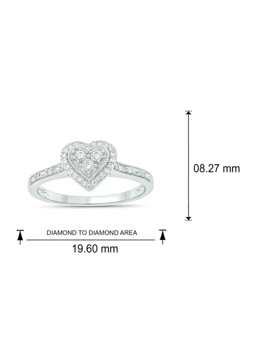 1/5 ct. t.w. Diamond Heart Promise Ring In Sterling Silver