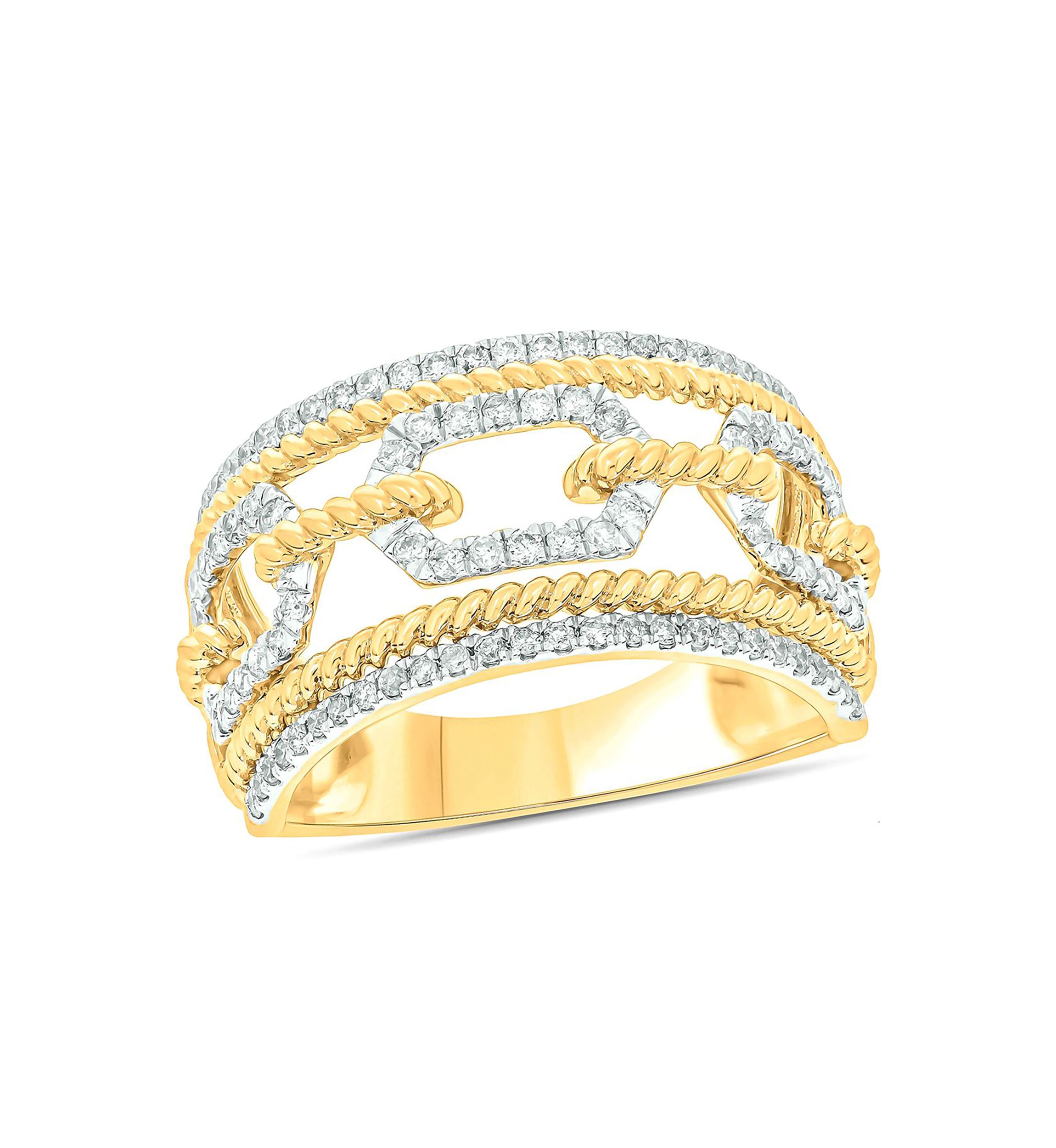 1/2 ct. t.w. Diamond Cuban Ring In 14K Yellow Gold