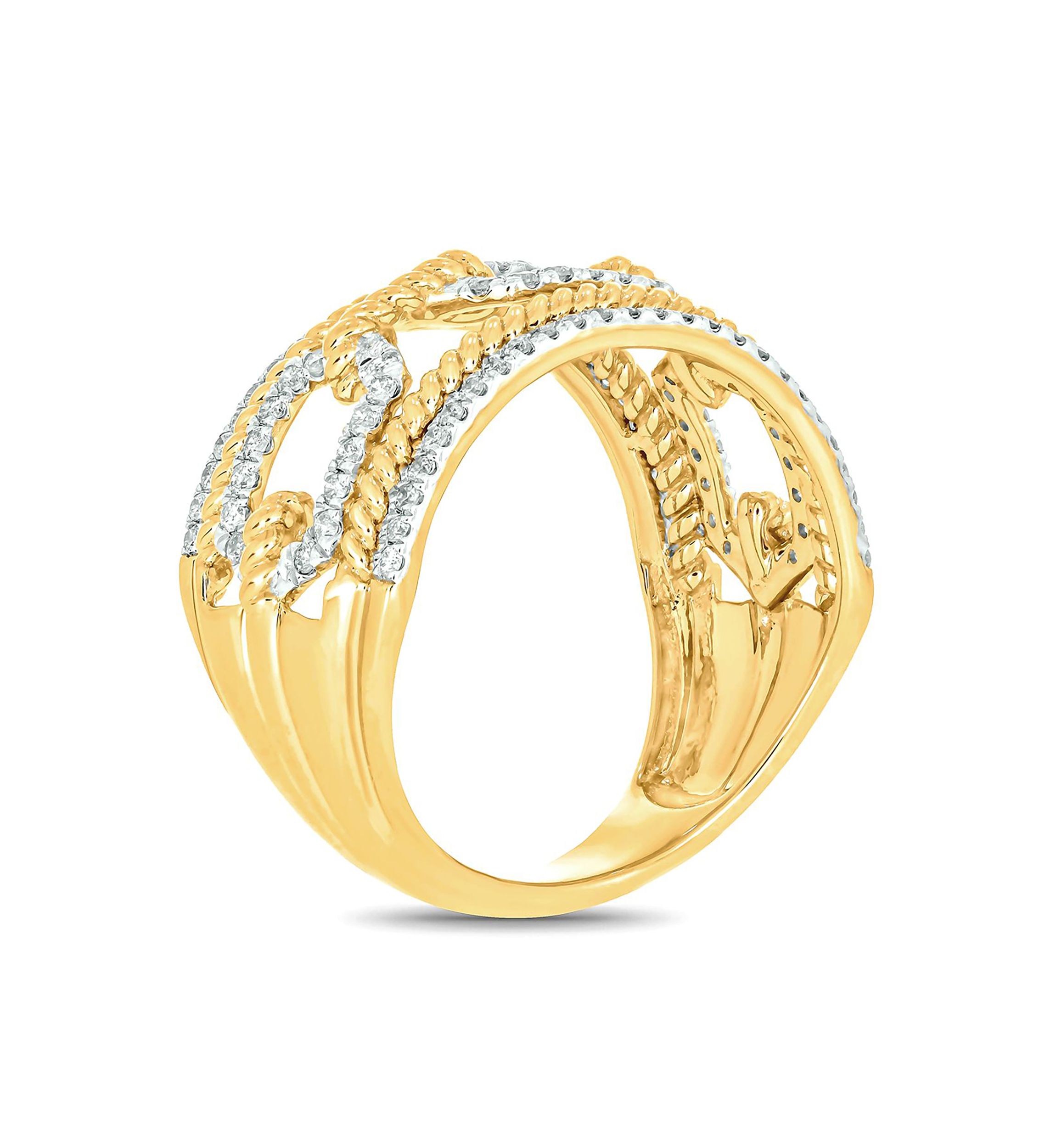 1/2 ct. t.w. Diamond Cuban Ring In 14K Yellow Gold
