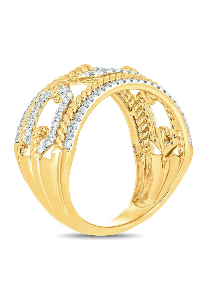 1/2 ct. t.w. Diamond Cuban Ring In 14K Yellow Gold