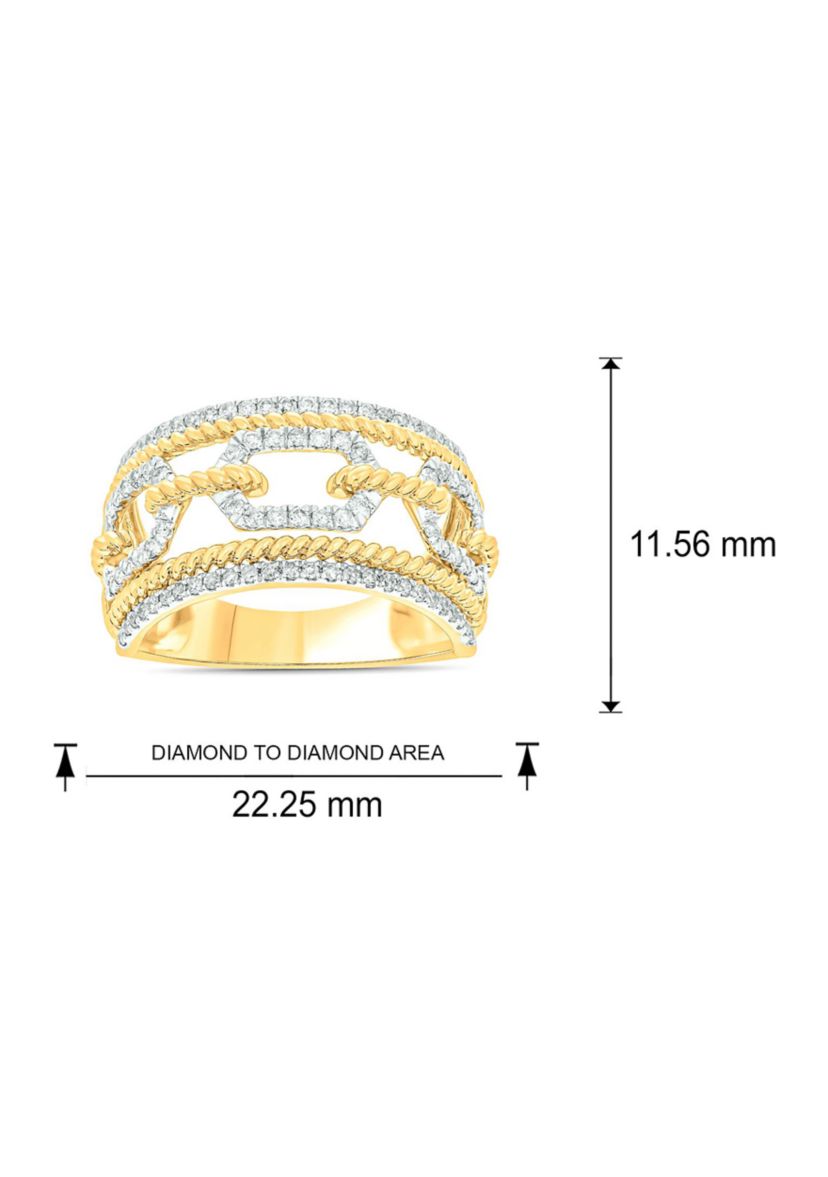 1/2 ct. t.w. Diamond Cuban Ring In 14K Yellow Gold