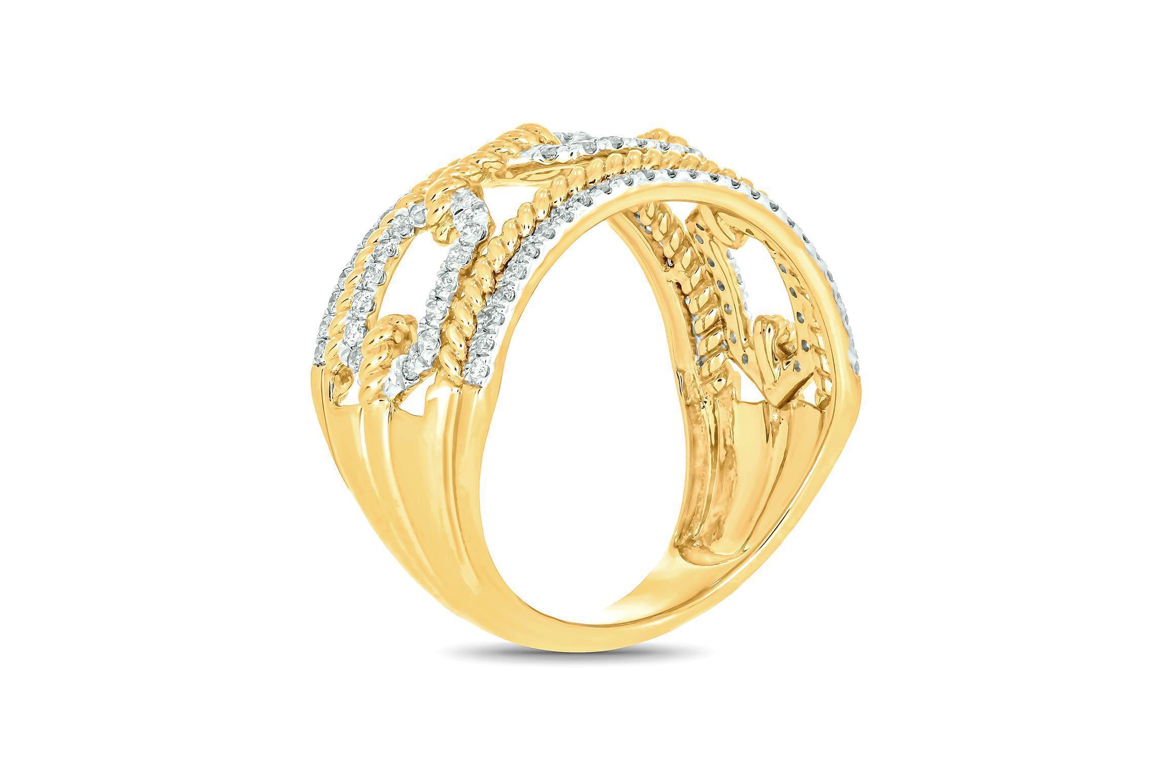 1/2 ct. t.w. Diamond Cuban Ring In 14K Yellow Gold