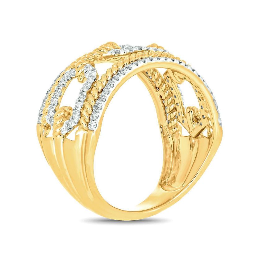 1/2 ct. t.w. Diamond Cuban Ring In 14K Yellow Gold