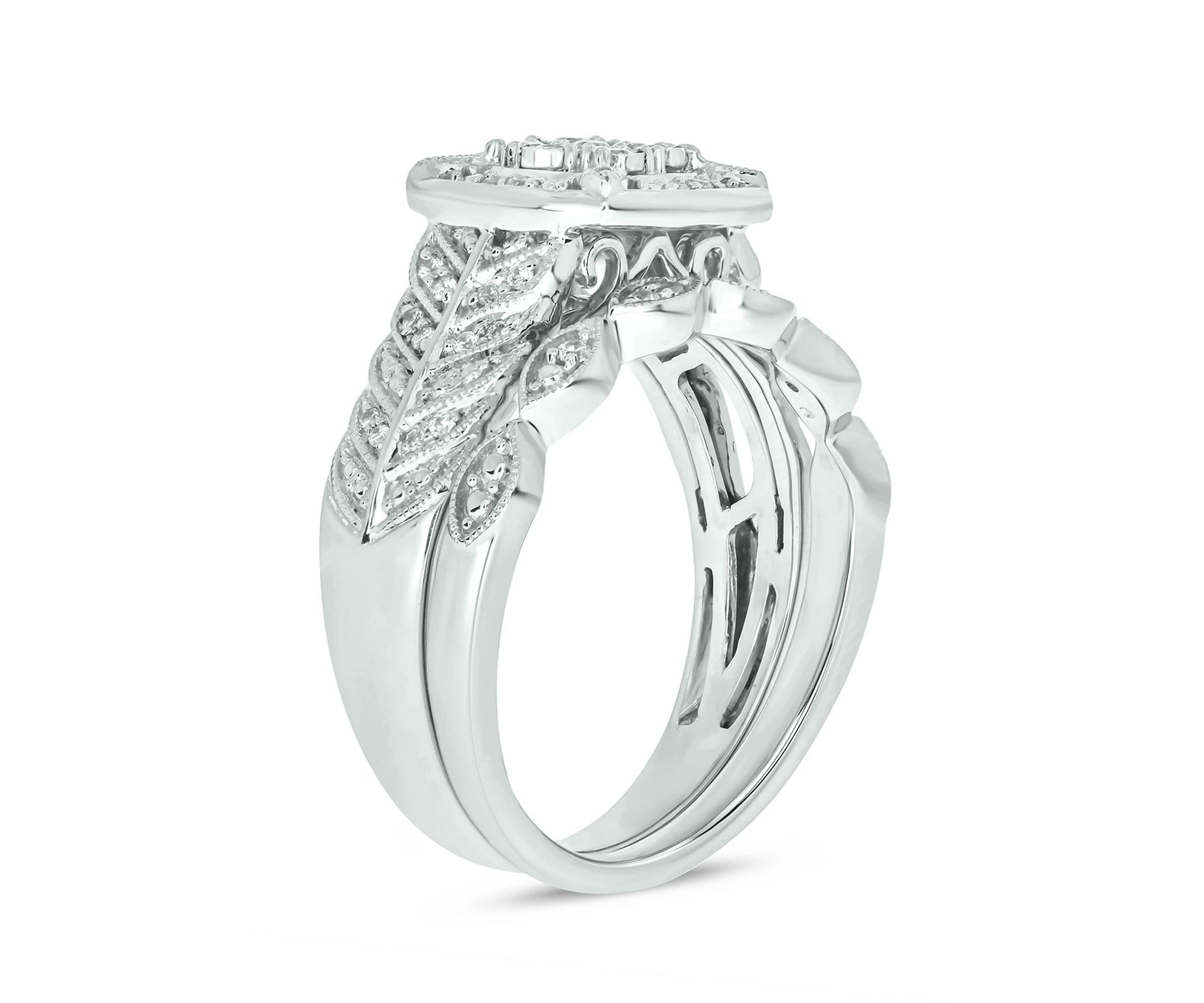 1/3 ct. t.w. Diamond Miracle Plate Bridal Ring in Sterling Silver