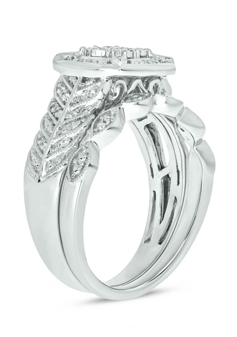 1/3 ct. t.w. Diamond Miracle Plate Bridal Ring in Sterling Silver
