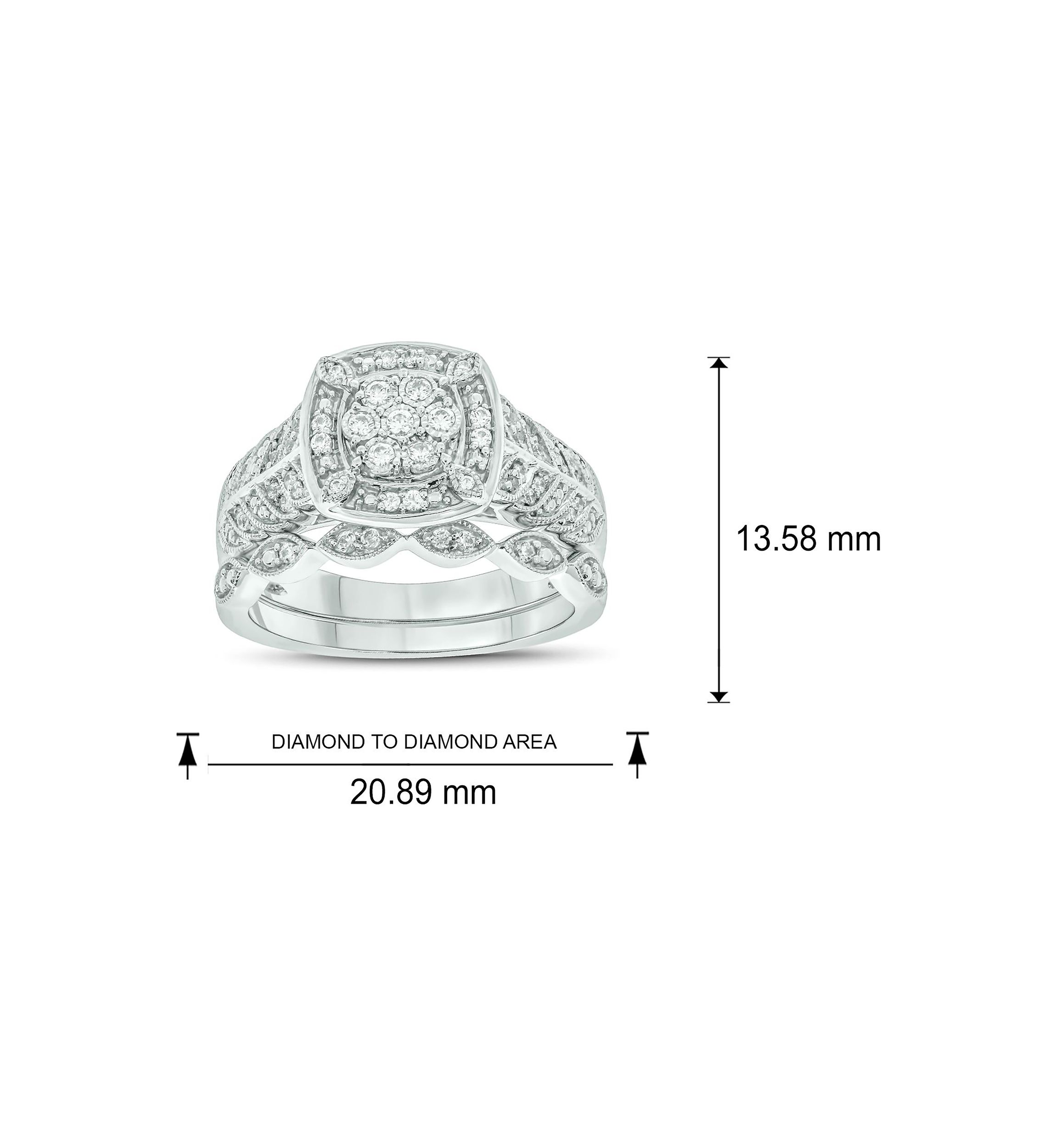 1/3 ct. t.w. Diamond Miracle Plate Bridal Ring in Sterling Silver