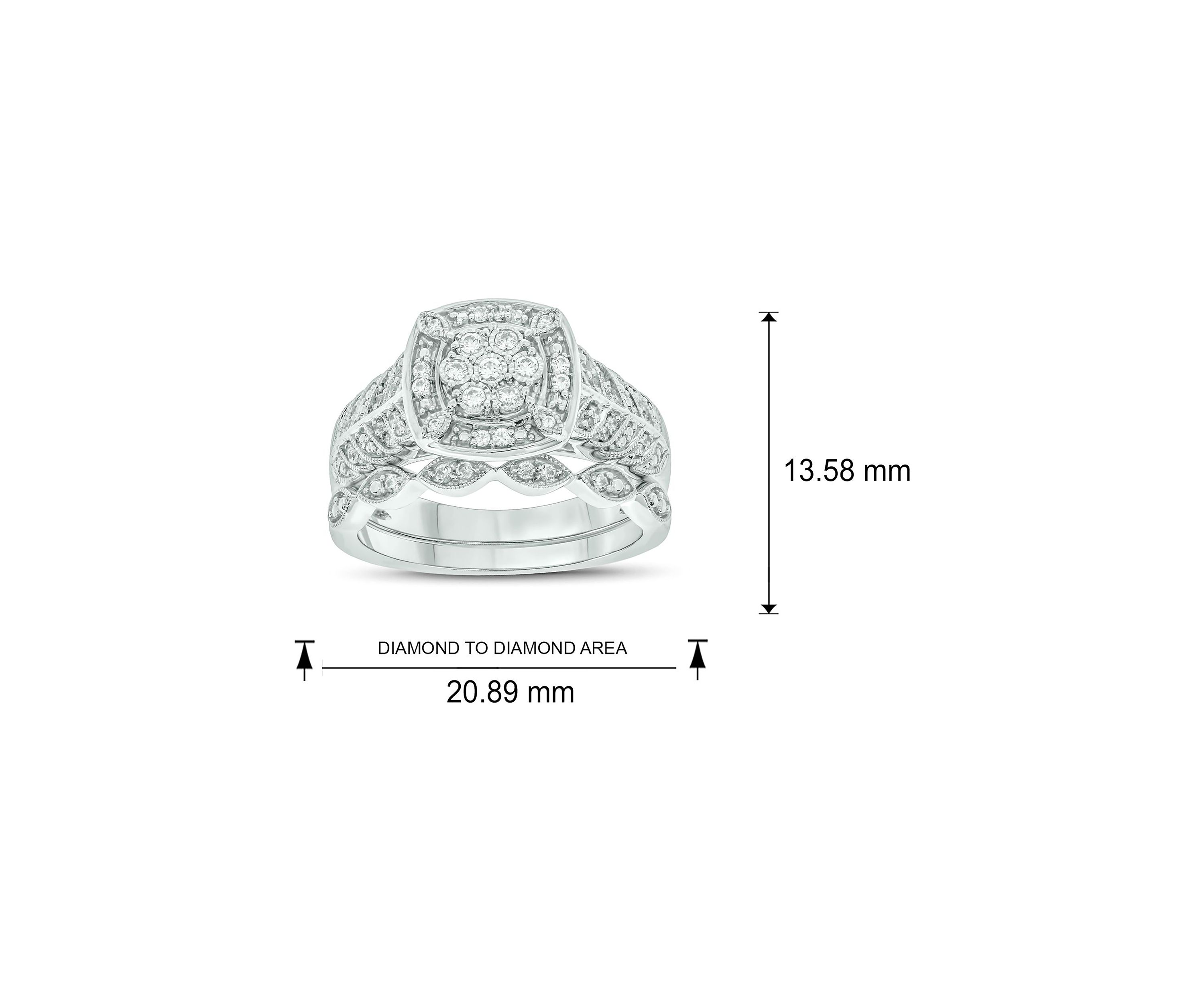 1/3 ct. t.w. Diamond Miracle Plate Bridal Ring in Sterling Silver