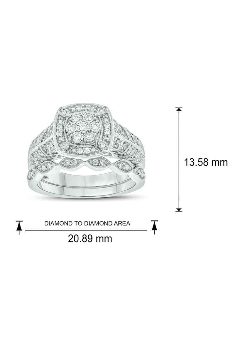 1/3 ct. t.w. Diamond Miracle Plate Bridal Ring in Sterling Silver