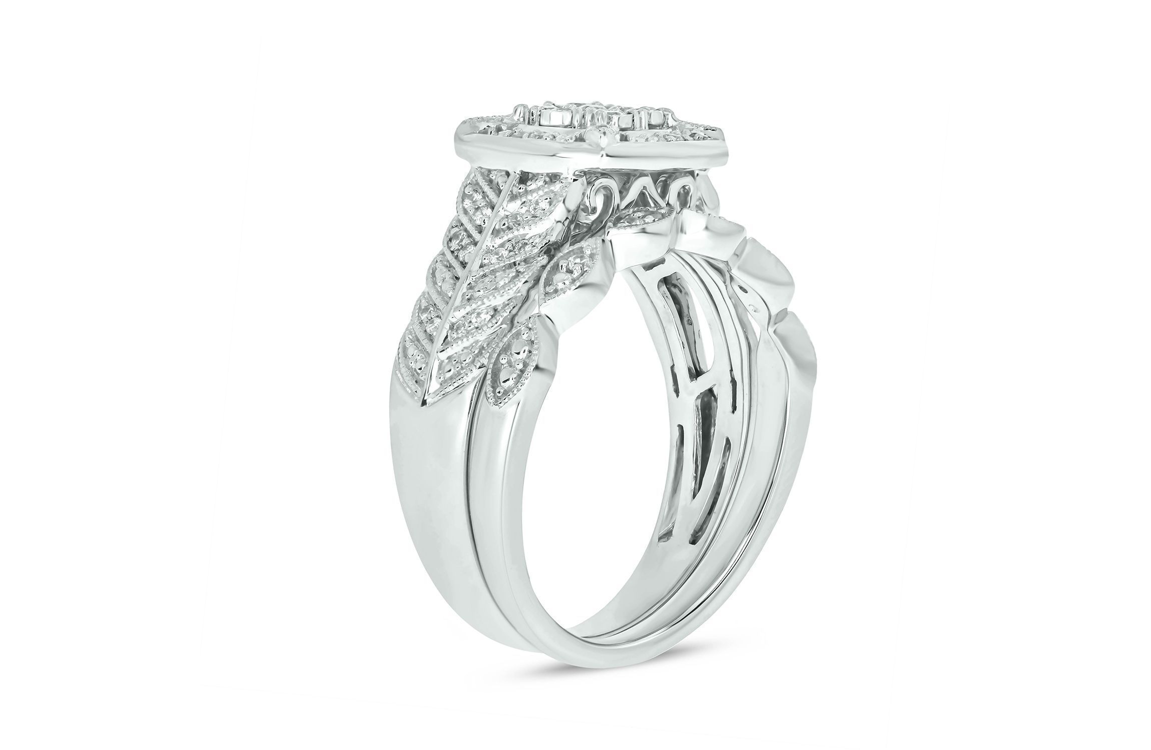 1/3 ct. t.w. Diamond Miracle Plate Bridal Ring in Sterling Silver