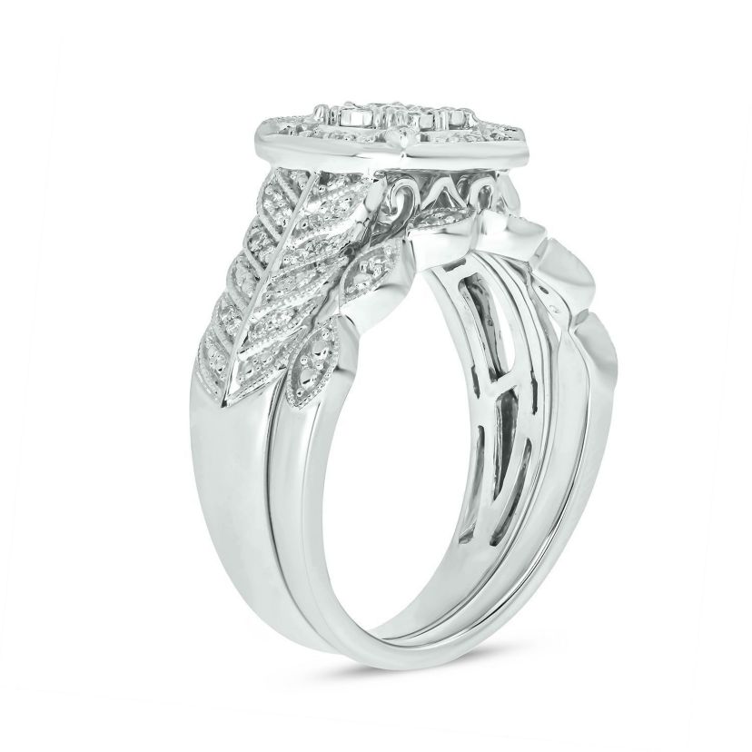 1/3 ct. t.w. Diamond Miracle Plate Bridal Ring in Sterling Silver