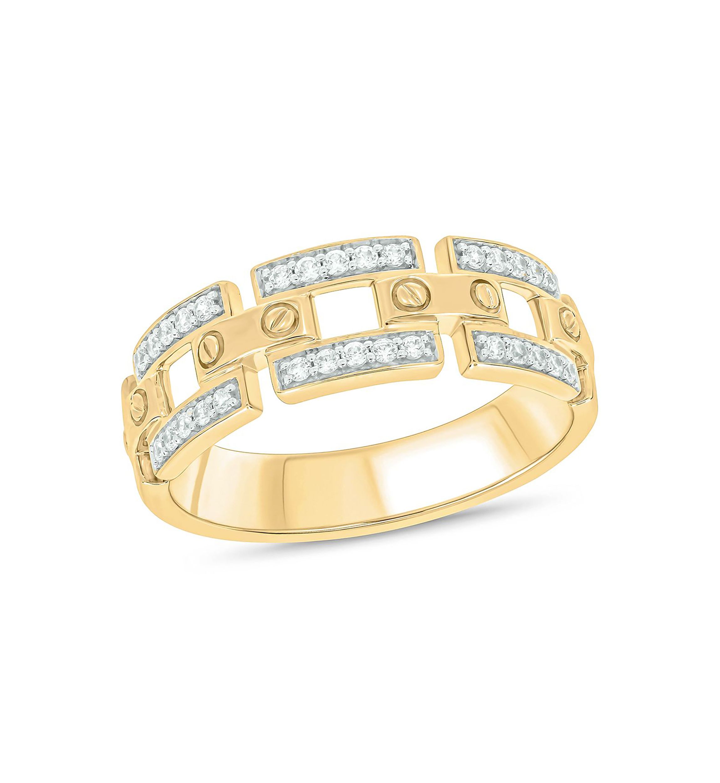 1/4 ct. t.w. Diamond Cuban Mens Band In 10K Yellow Gold